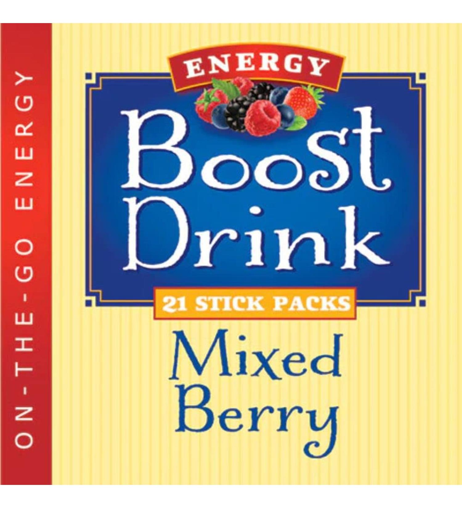 Health Wise Mixed Berry Energy Boost Stick - Natural and Refreshing Energy Drink Convenient On-the-Go Stick