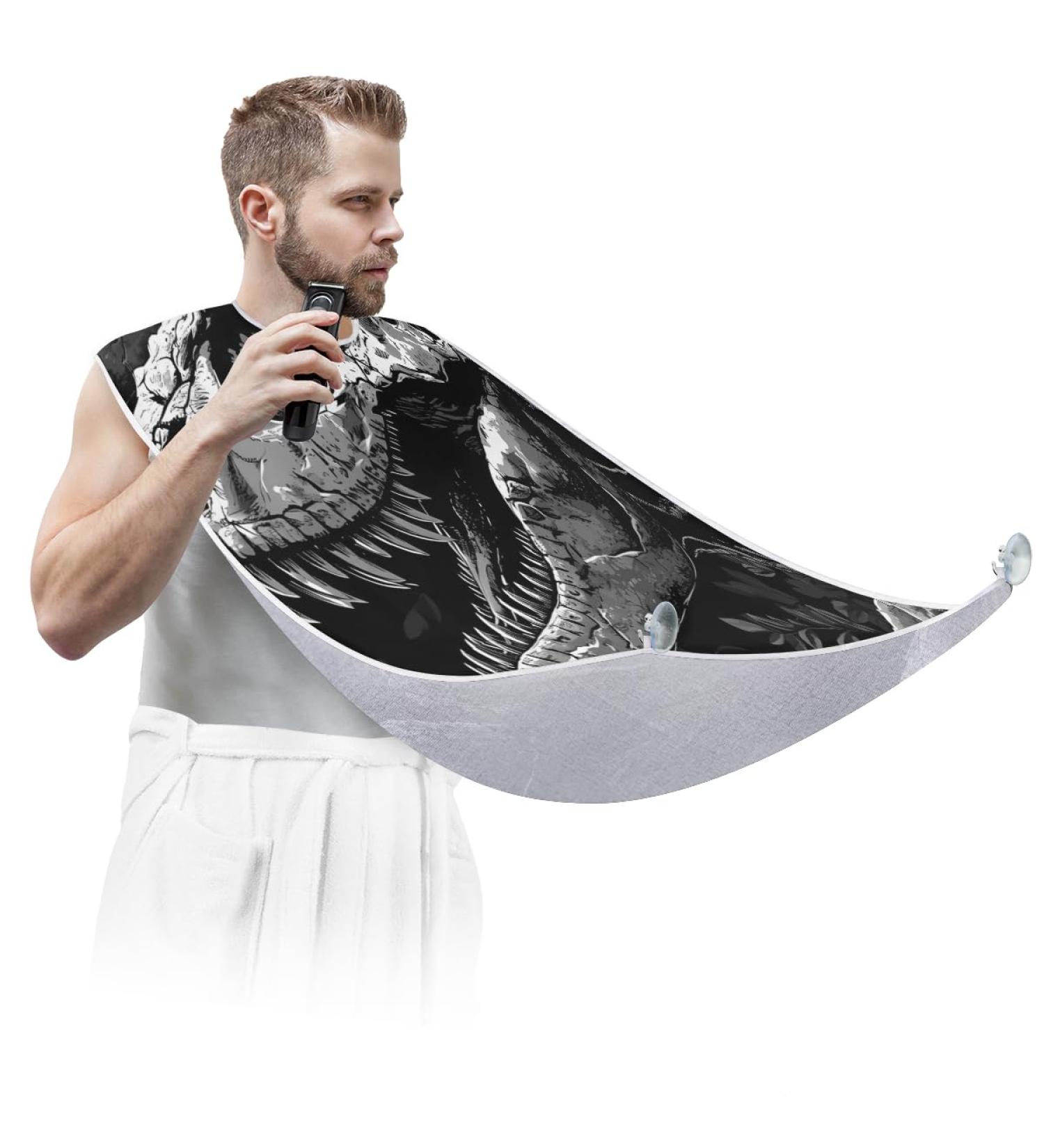 Dinosaur Skeleton Beard Bib Apron - Best Beard Hair Catcher for Men | Perfect Gift for Father's Day Anniversaries & Christmas - Buy Online on GoSupps.com