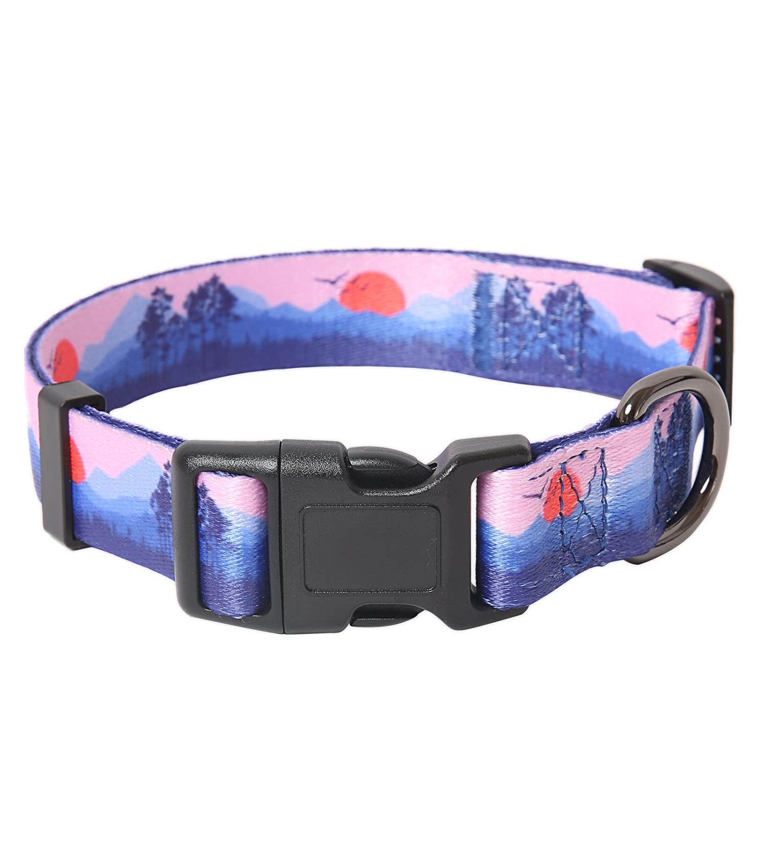 Heele Dog Collar for All Sizes | Adjustable & Comfortable Purple Sunset Design | Robust Patterned Collars for Puppies Small Medium & Large Dogs - Buy Online on GoSupps.com