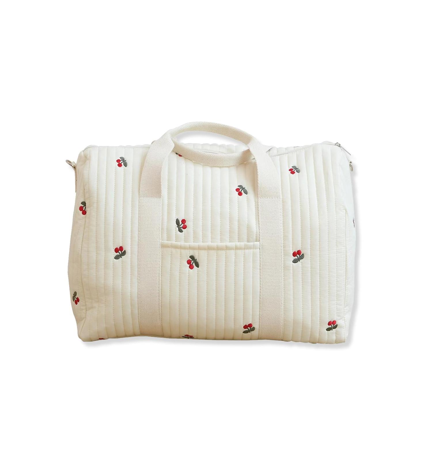 Sonarin Big Capacity Embroidery Baby Diaper Bag - Lightweight Travel Hand Luggage & Shoulder Bag with Cherry Design - Buy Online on GoSupps.com