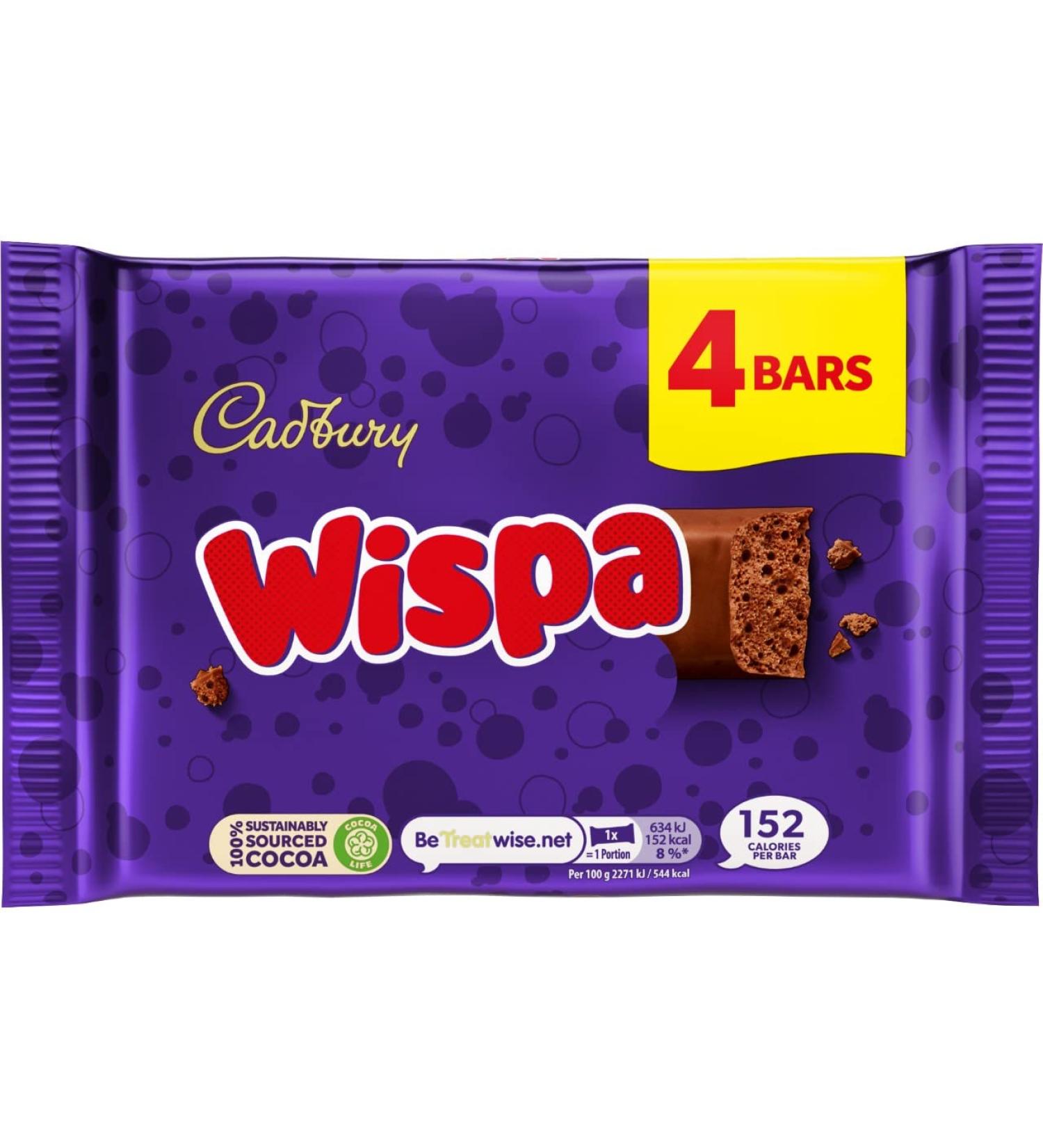 Cadbury Wispa Lot de 4 barres de chocolat 27 9 g
