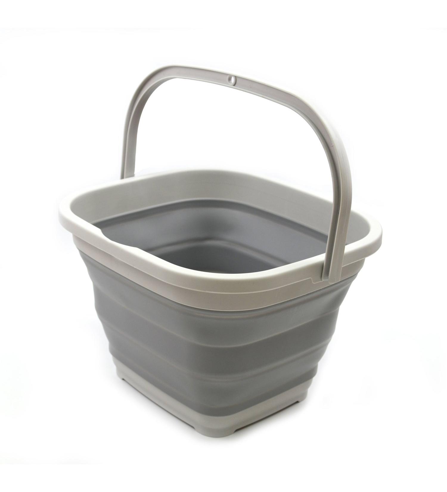 Sammart 11L Collapsible Rectangular Handy Basket - 2.9 Gallon Space-Saving Bucket, Gray - Buy Online on GoSupps.com