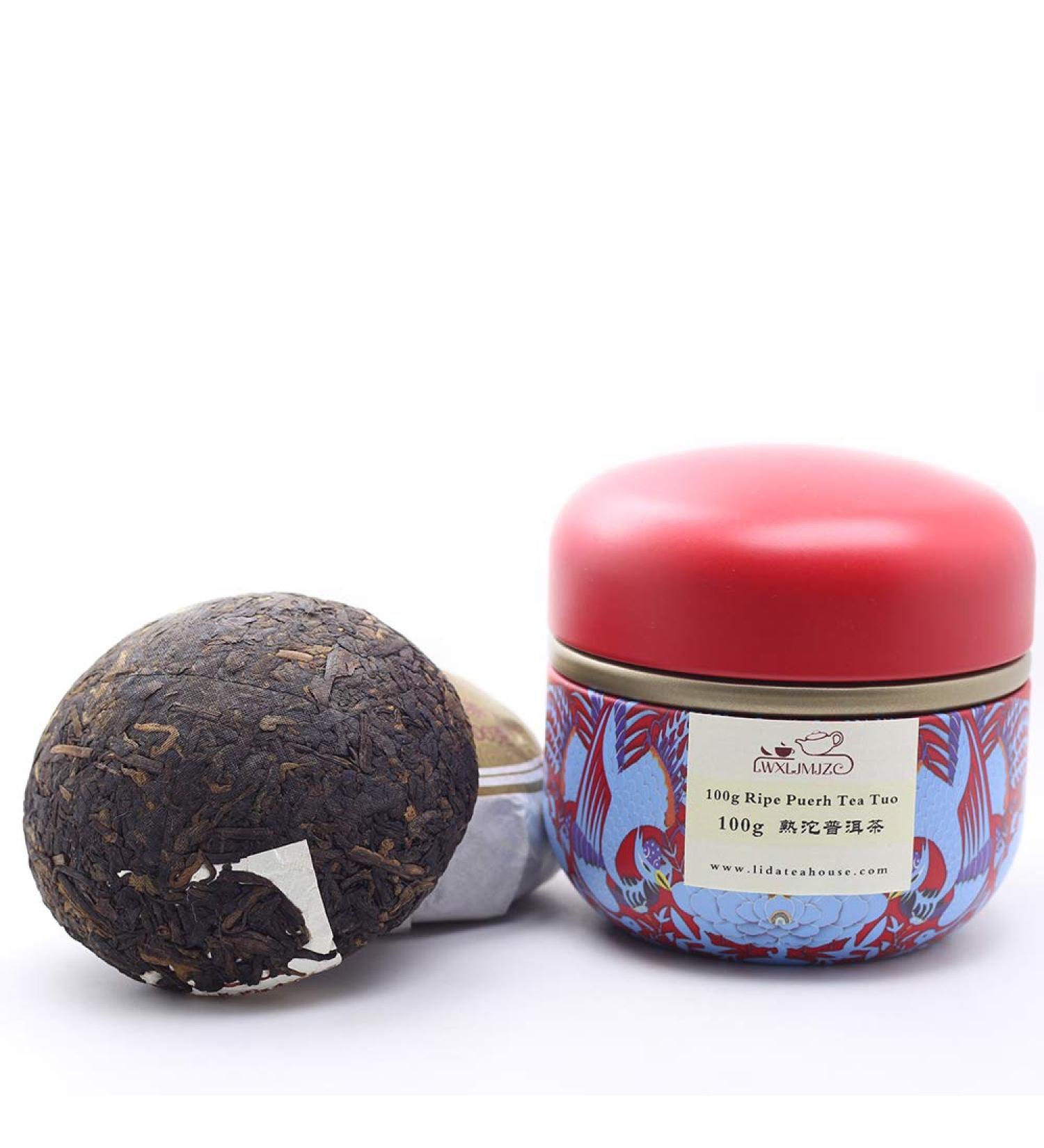 LWXLJMJZC-2010 Years Ripe Puerh Tea-Fermented Pu-erh Tea (shu) from Yunnan-Tuo Cha 100g Packed in Tin - Buy Online on GoSupps.com