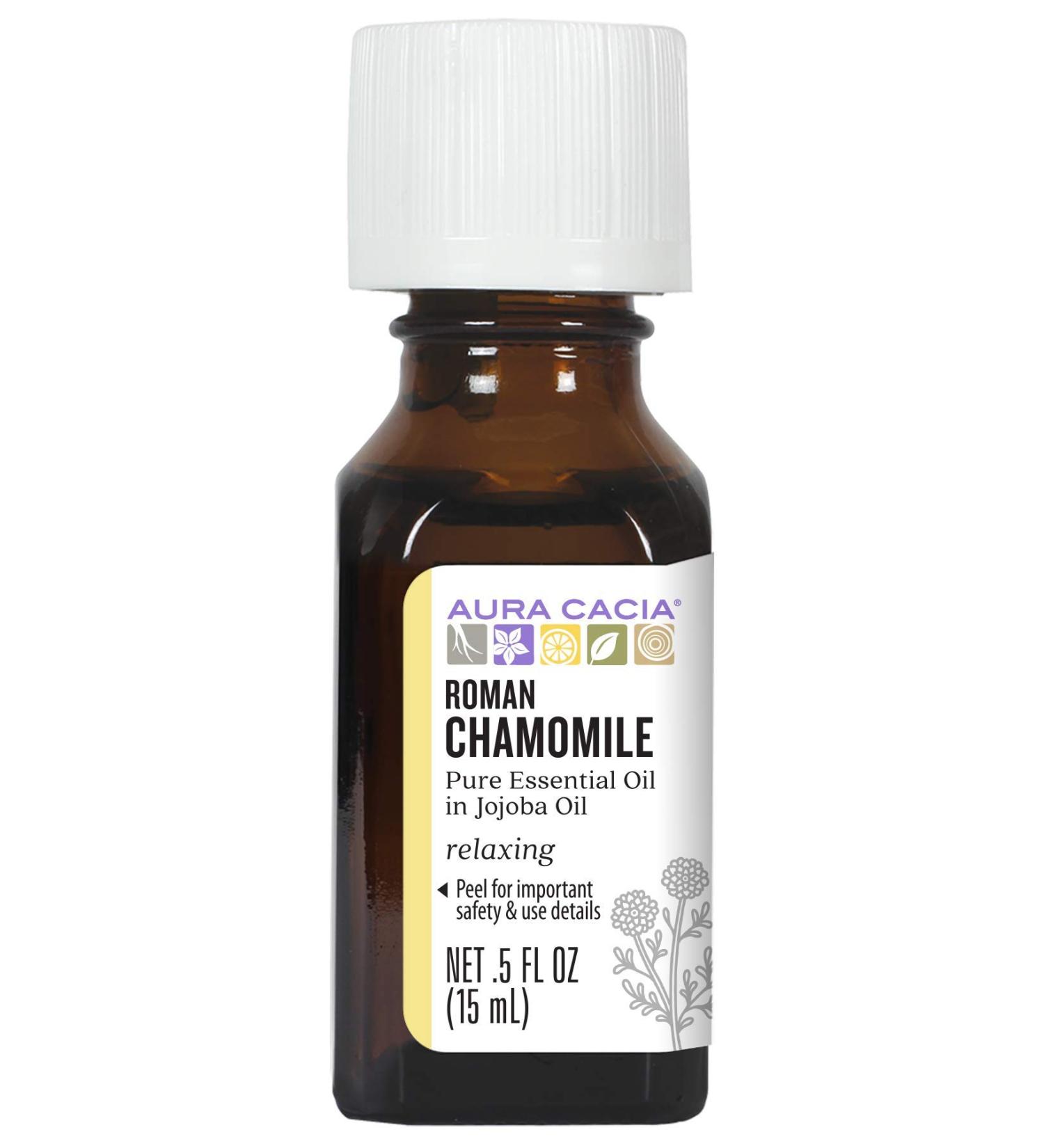 Aura Cacia Roman Chamomile Essential Oil - Relaxing 0.5 fl oz (15 ml) | Pure Aromatherapy - Buy Online on GoSupps.com