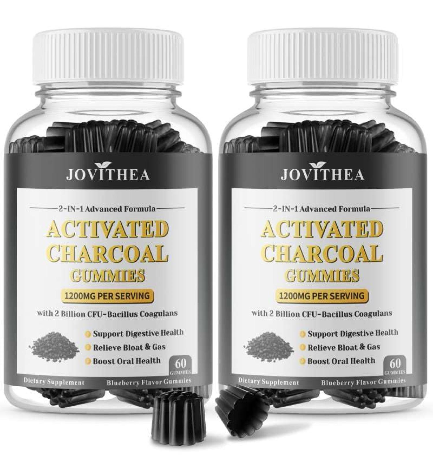 2 Pack Activated Charcoal Gummies 1200mg, with Organic Coconut Shell Charcoal & 2 Billion Probiotics, Natural Gas & Bloating Relief, Digestive Support, Non-GMO, Vegan, Gluten Free,Blueberry Flav,120Ct 60 Count (Pack of 2) - Buy Online on GoSupps.com