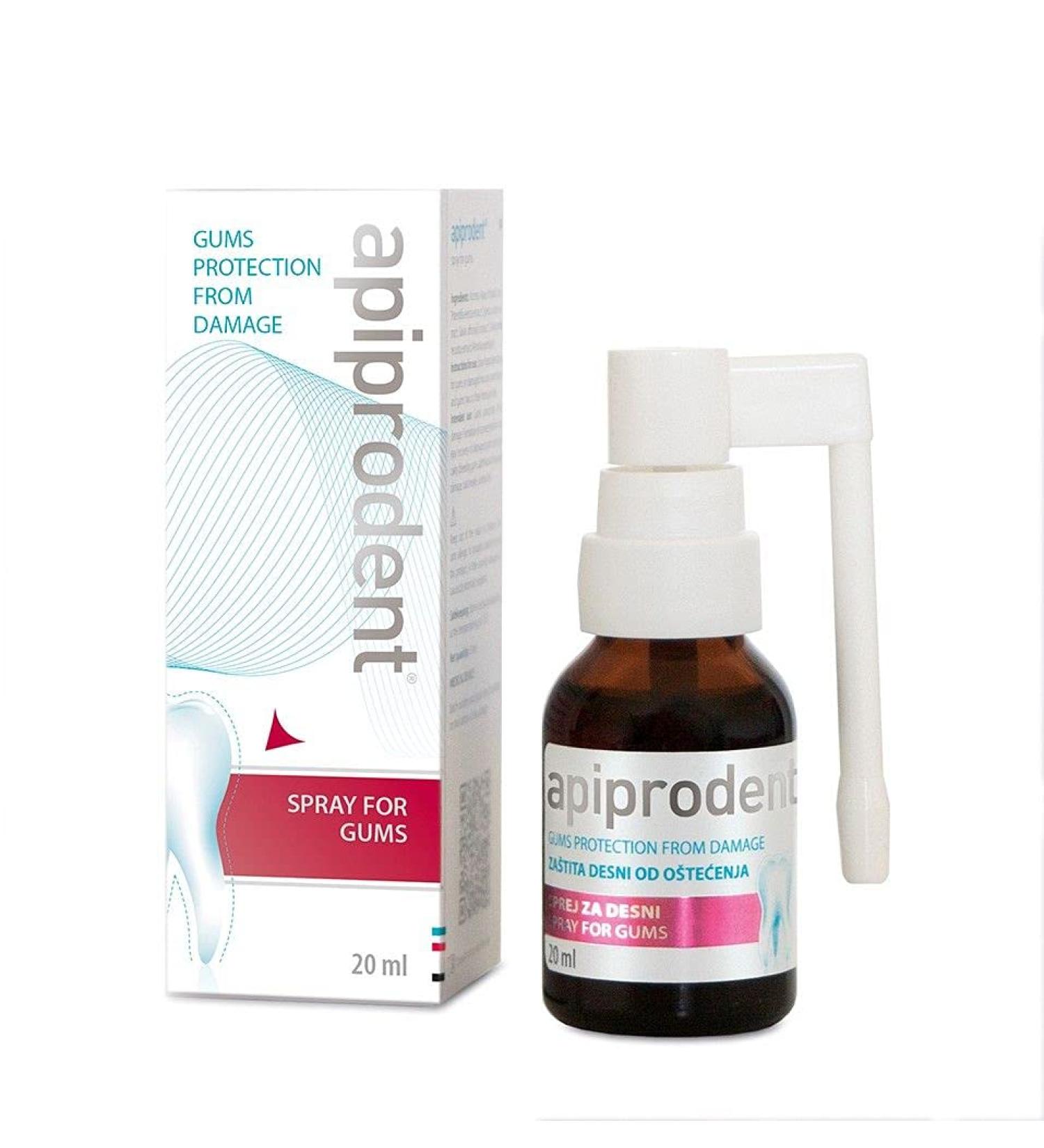Apiprodent Spray - Helps Protect and Recovery of Damages Gums and Oral Cavity Relief from Sore Gums Gum Sensitivity and Bleeding Gums- 20 ml Bottle - Buy Online on GoSupps.com