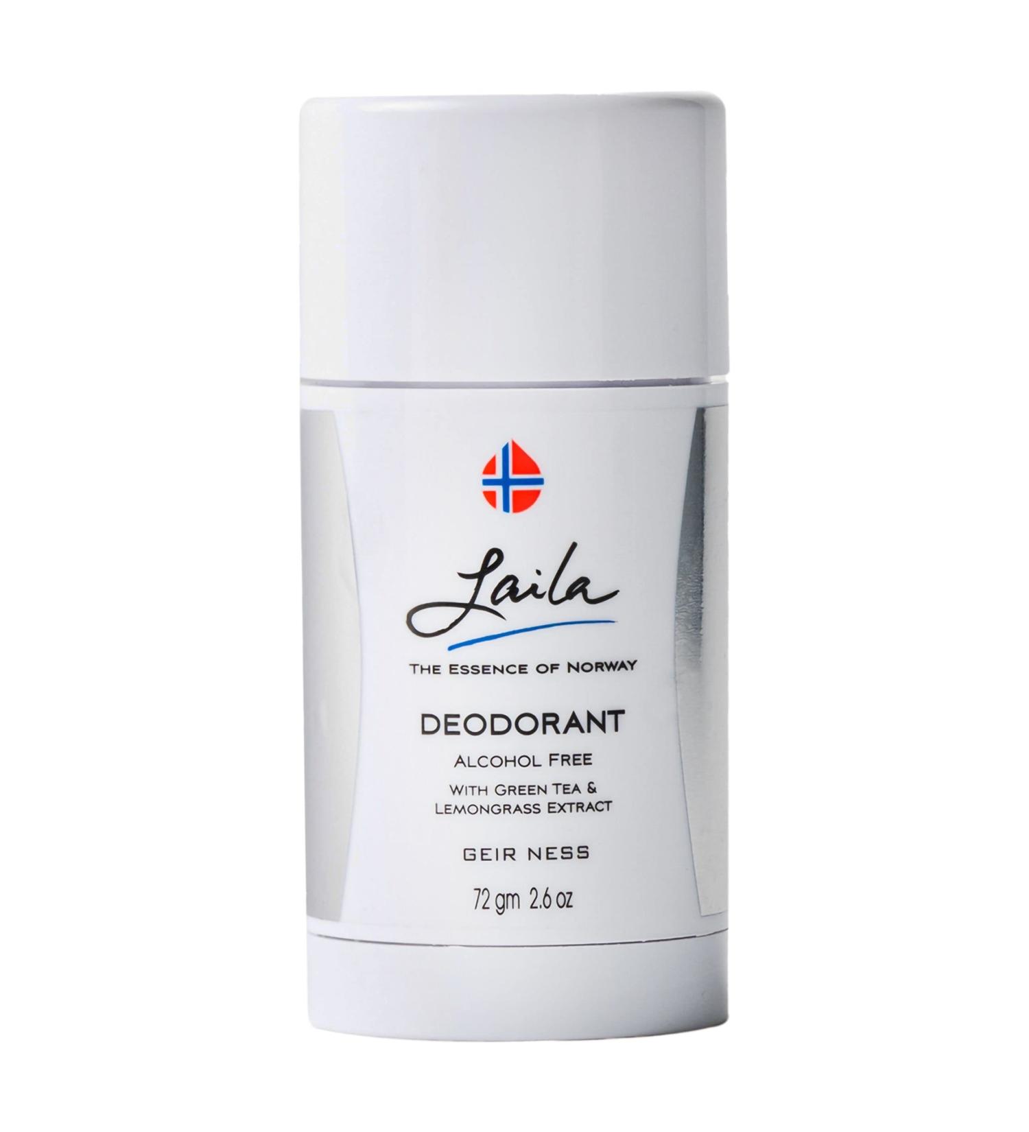 Laila Geir Ness Deodorant - Green Tea & Lemongrass Extracts - Alcohol & Aluminum Free - Sensitive Skin Formula - Long Lasting Fresh Scent - Buy Online on GoSupps.com