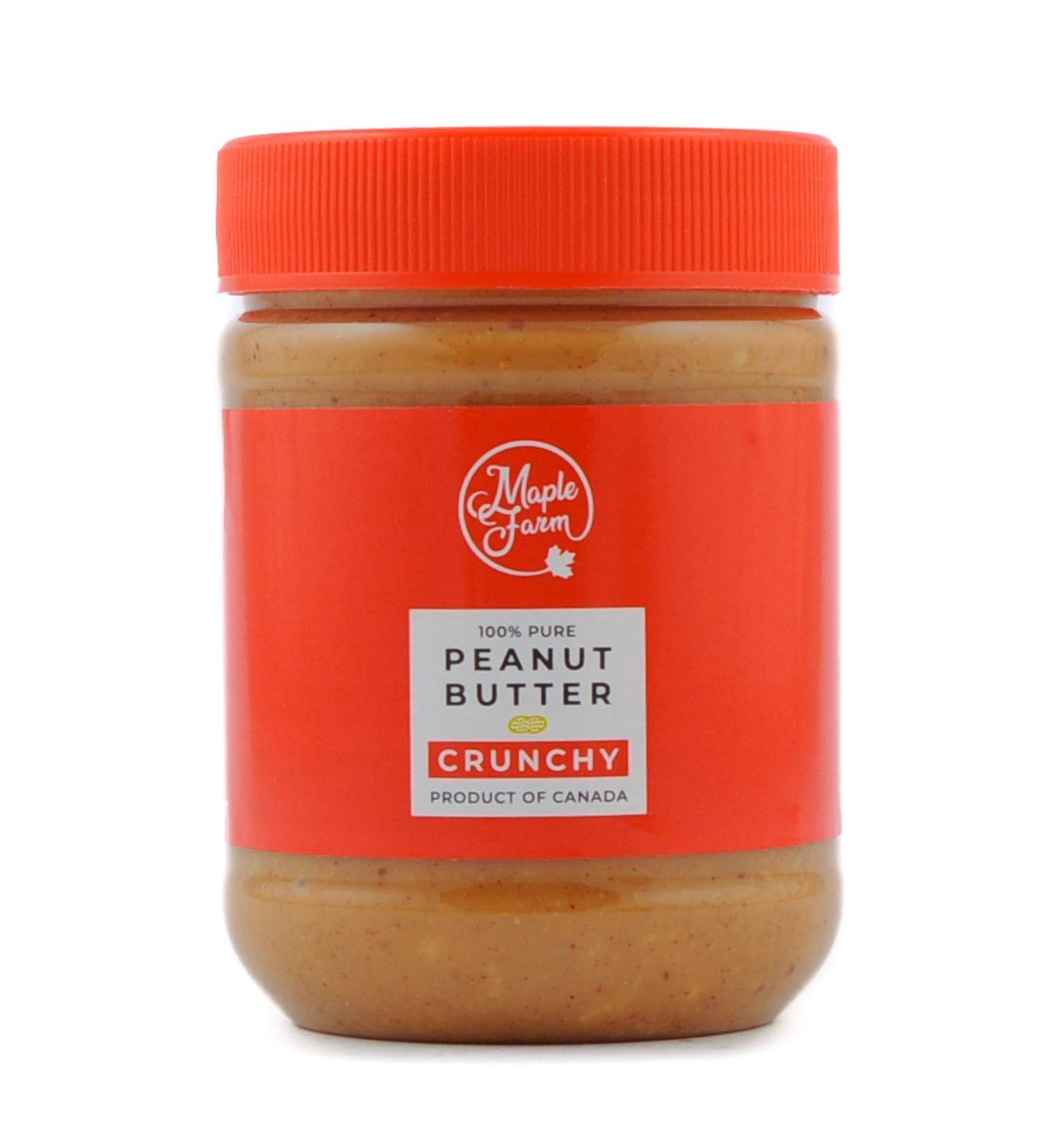MapleFarm - 100% Pure Peanut Butter Crunchy 1 x 325g - Natural Protein Cream - Crunchy peanut butter - Buy Online on GoSupps.com