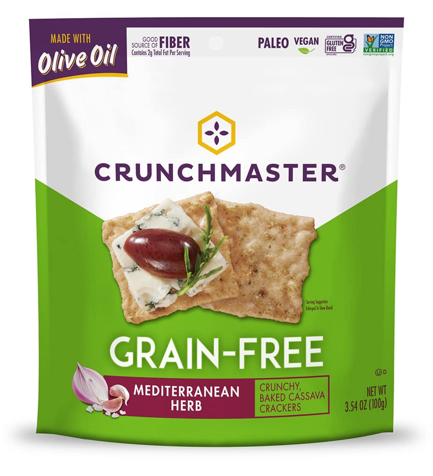 Crunchmaster Grain Free Crackers - Mediterranean Herb 3.54 oz | Gluten-Free Snack - Buy Online on GoSupps.com