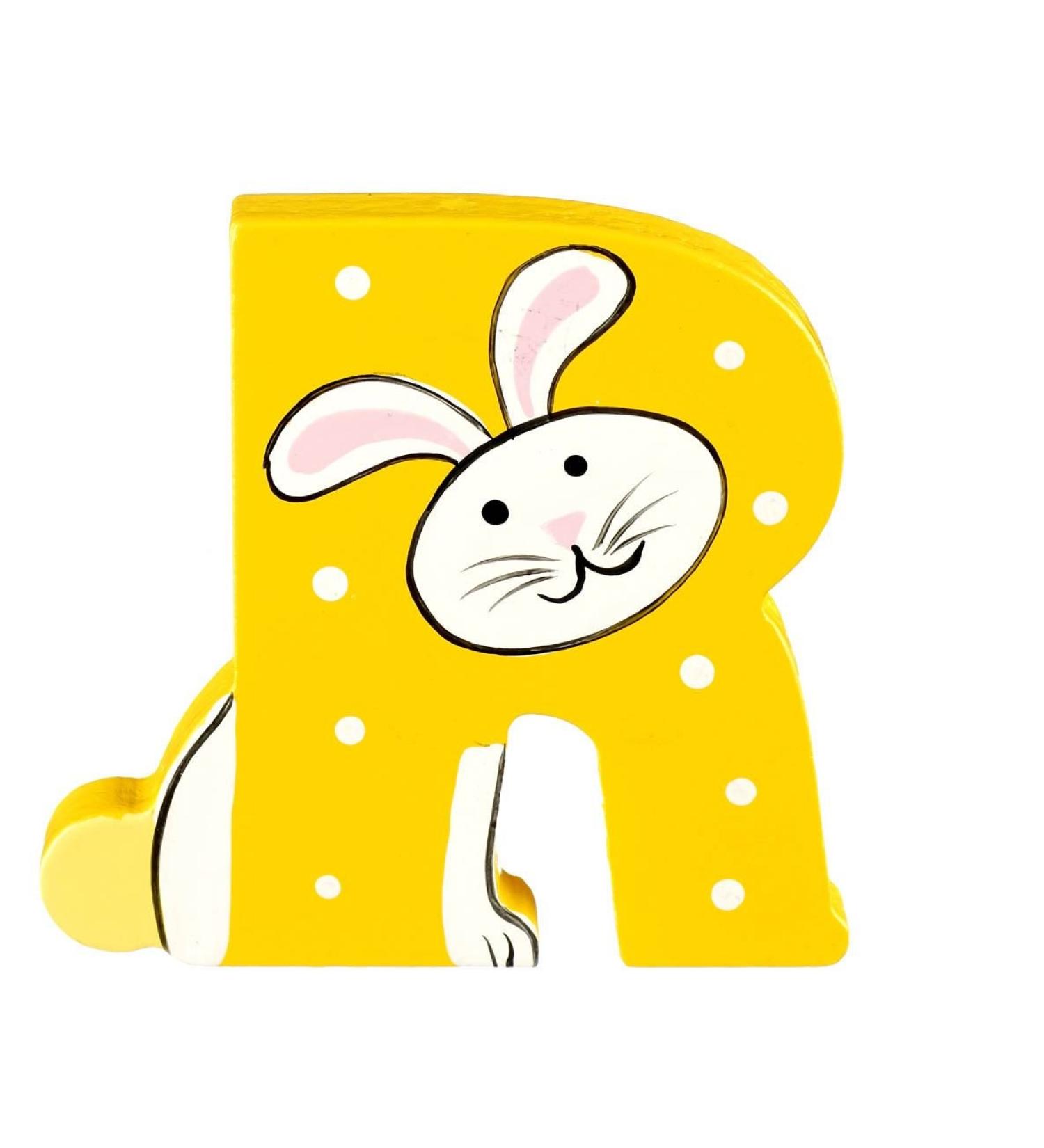 Wooden Letters by Orange Tree Toys Letter R for Rabbit - Alphabet Animal Letters for Personalised Baby Name Toy Box Door Wall Decorations - Animals Nursery Decor Boys Girls Bedroom Accessories