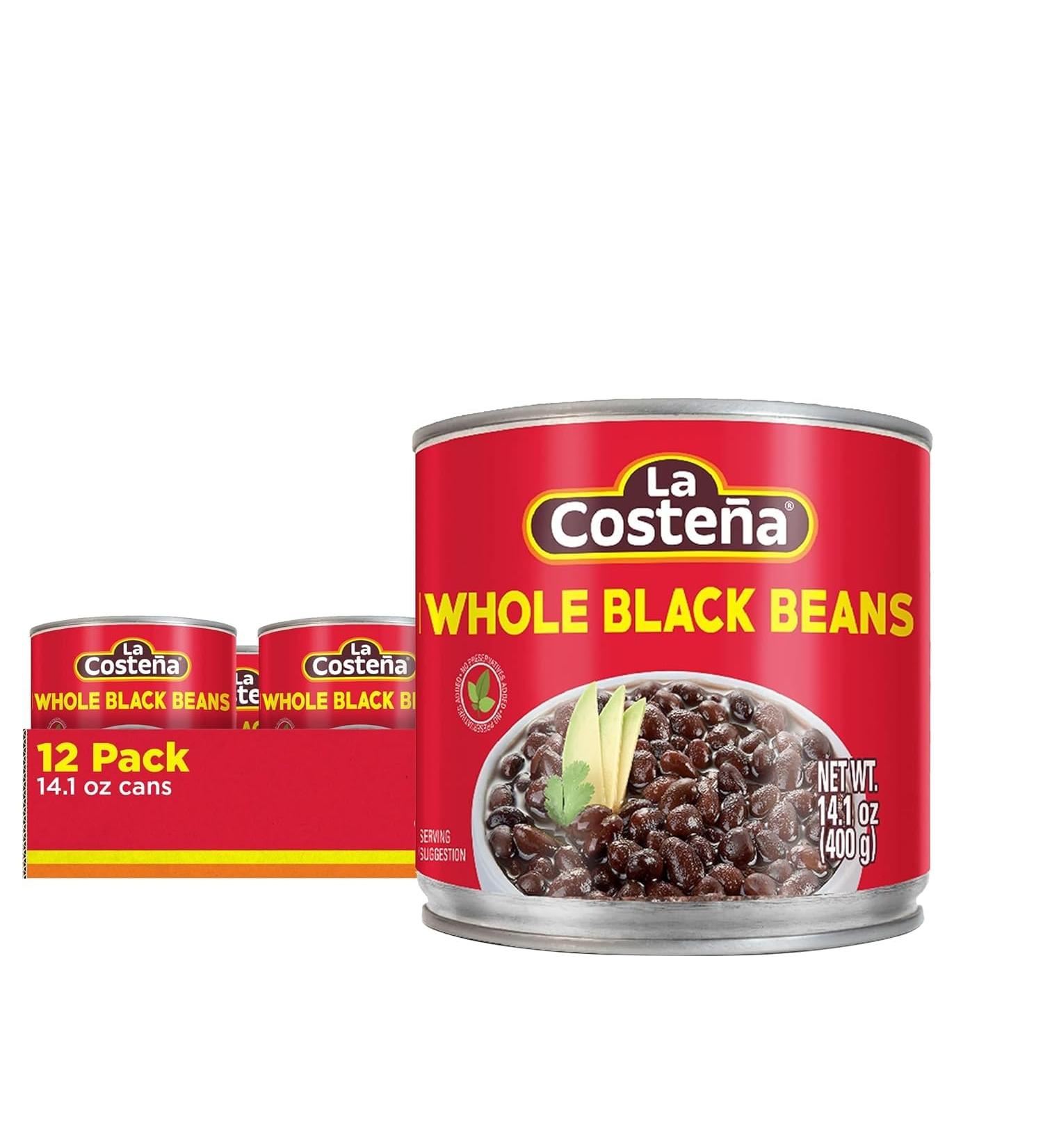 La Costena Black Whole Beans 12 x 400g Case/Mexican Frijoles Black Whole Beans Canned Cooked Beans (Pack of 12) - Buy Online on GoSupps.com