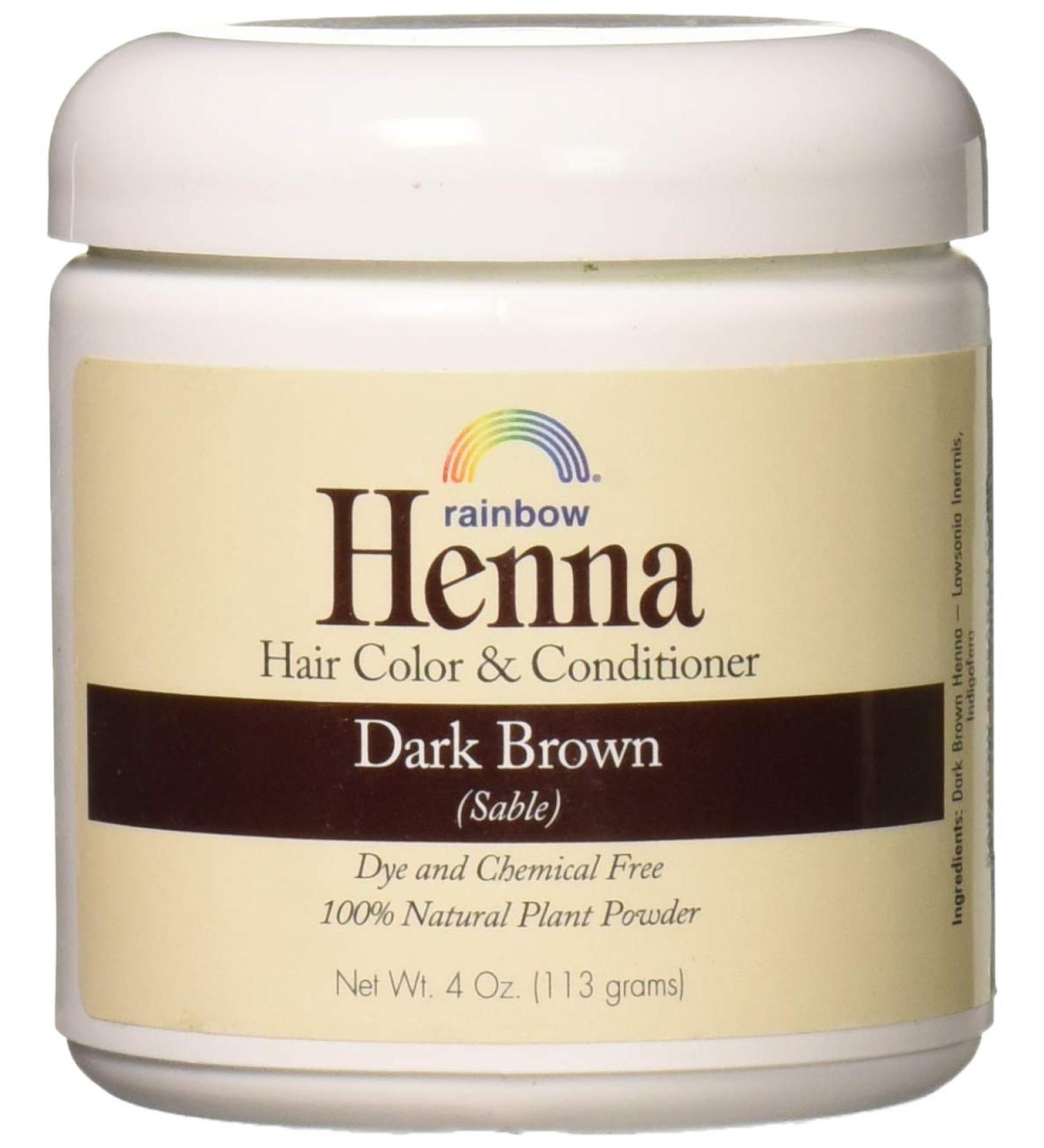 Rainbow Research Henna Hair Color & Conditioner Dark Brown (Sable) 4 oz (113 g)