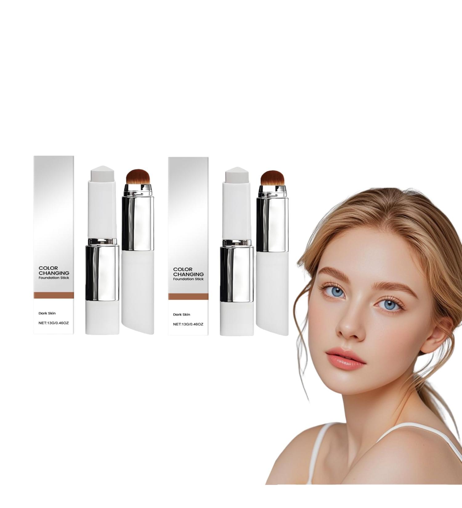 VKaoess Foundation Stick with Color Change and Brush Full to Medium Coverage for All Skin Types Baked Foundation for Mature Skin Water Resistant Sweat Resistant Dark Skin2PCS - Buy Online on GoSupps.com