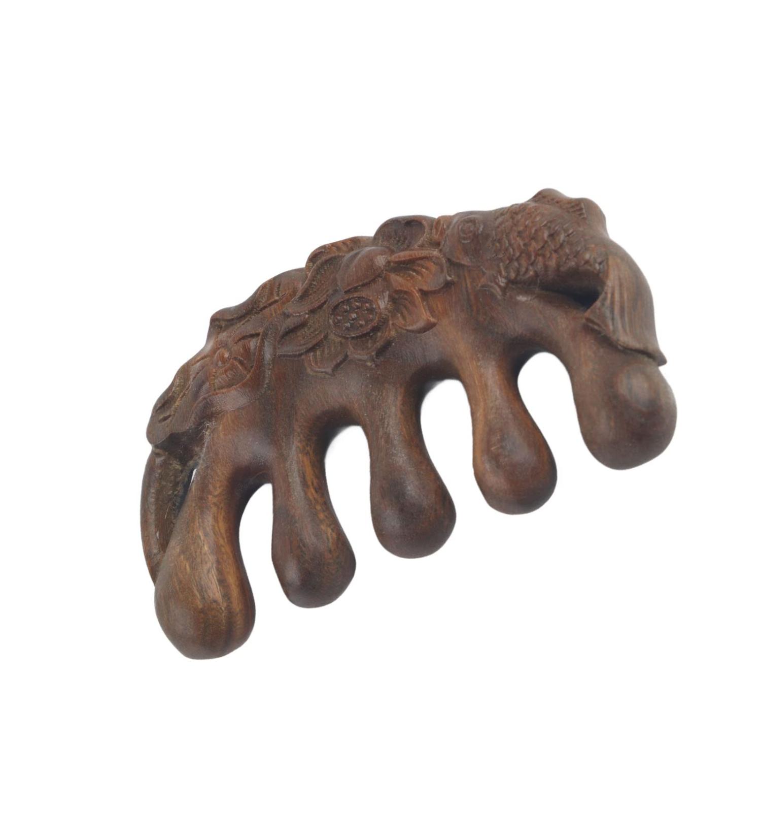 Sandalwood Meridian Wide Tooth Massage Comb | Green Sandalwood Head & Scalp Massager for Neck Shoulder & Hand - Best International Shipping - Buy Online on GoSupps.com