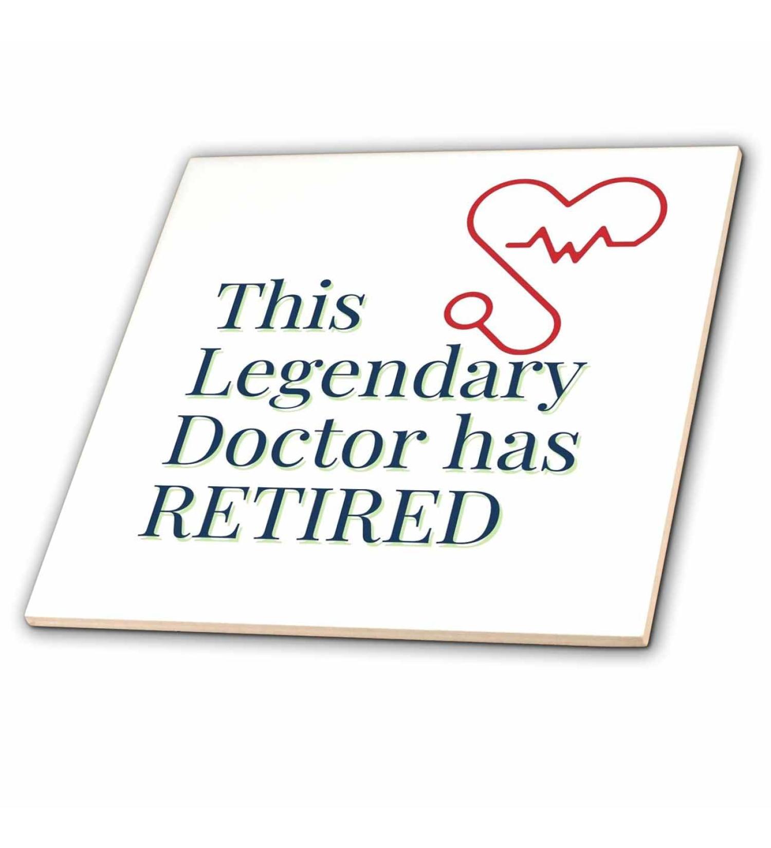 12 Inch Ceramic Tile - Image of Stethoscope with a Text About Retirement 3dRose Mary Aikeen - Retirement Quotes