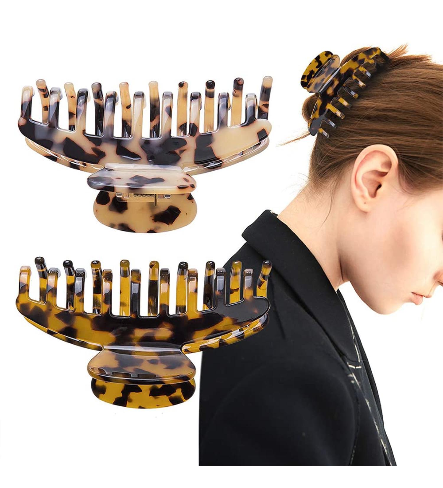 Ceetug Tortoise Celluloid Hair Claw Clips 3.3 Inch Medium - 2 PCS Set - Buy Online on GoSupps.com