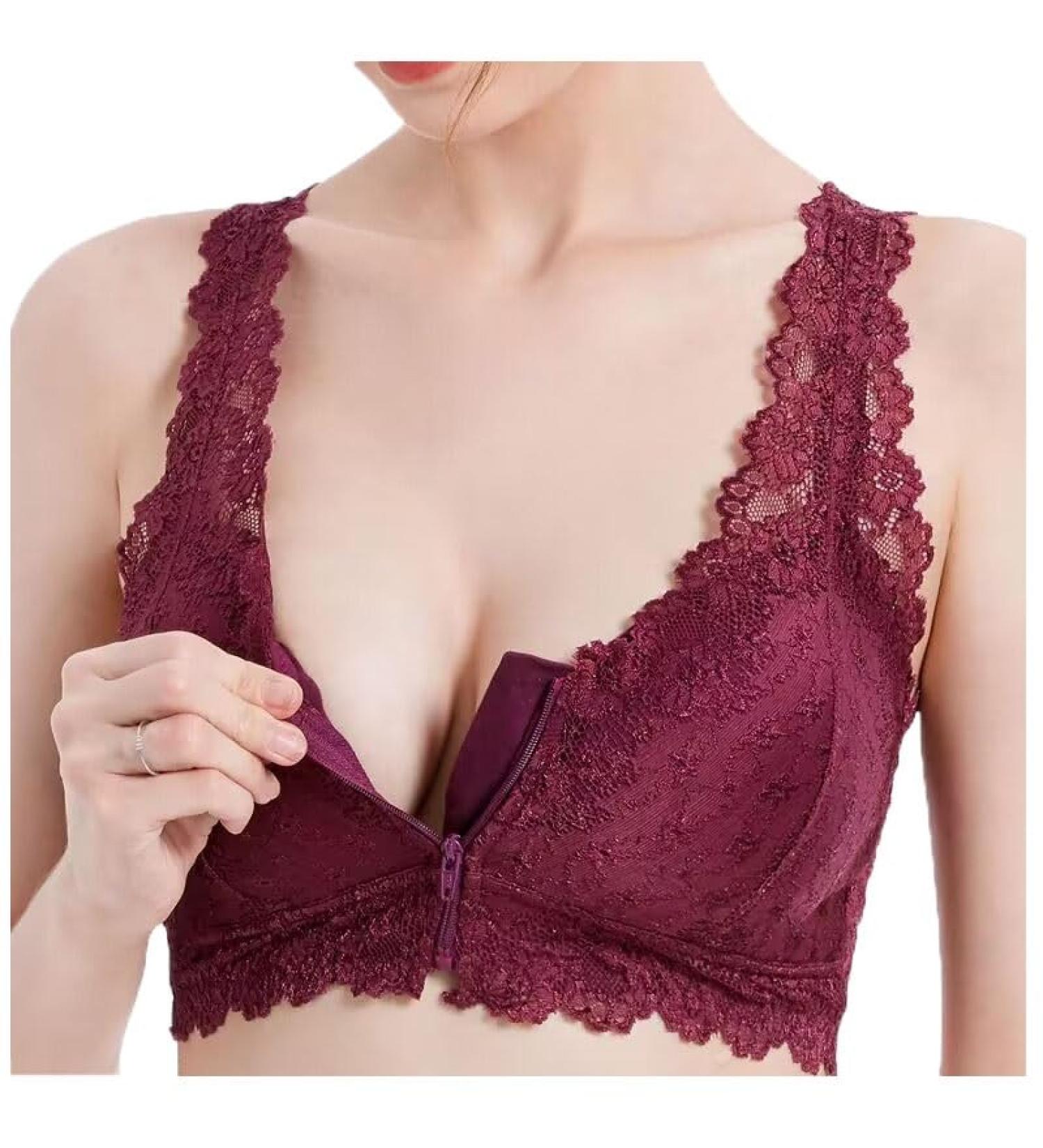 XWSM Front Zipper Post Surgery Mastectomy Bra - All-Day Comfort with Pocket Chest Pad for Women - Sporty Corset Underwear - Large Red - Buy Online on GoSupps.com