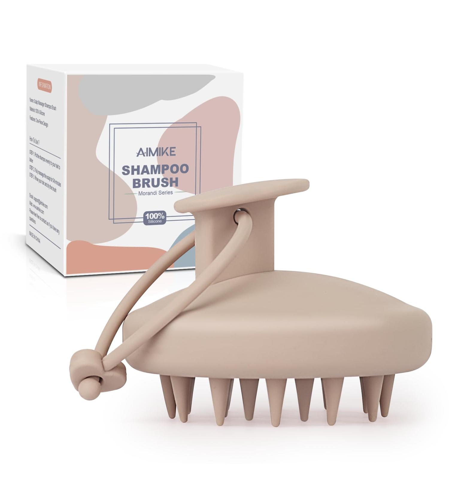 Buy Aimike Silicone Scalp Massage Brush | Hair Growth Stimulator | Wet & Dry Use | Khaki Color - Buy Online on GoSupps.com