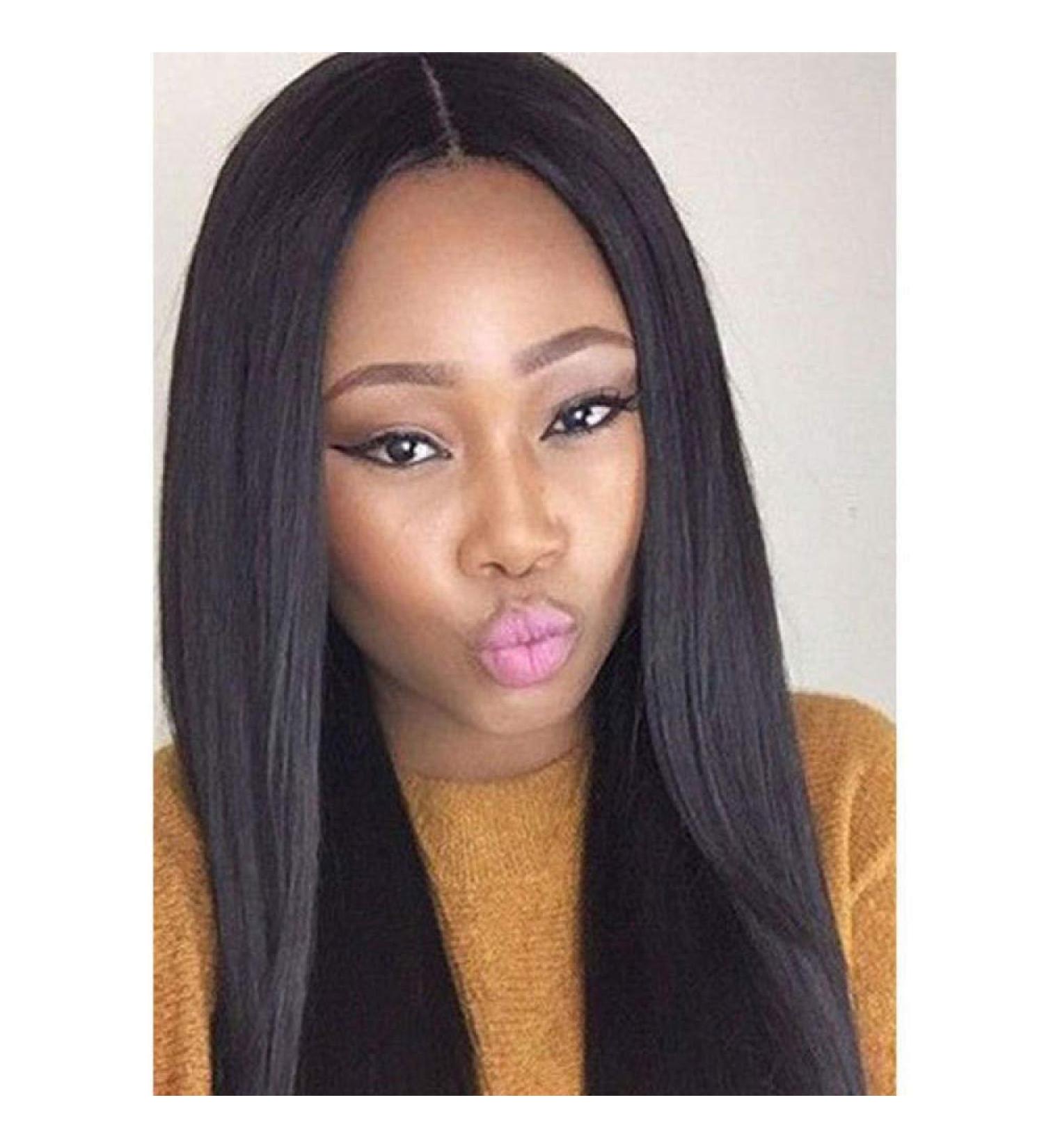 Buy Long Straight Wig for Women - High Temperature Silk Hair in Natural Black & Light Brown | Premium Quality & International Shipping - Buy Online on GoSupps.com