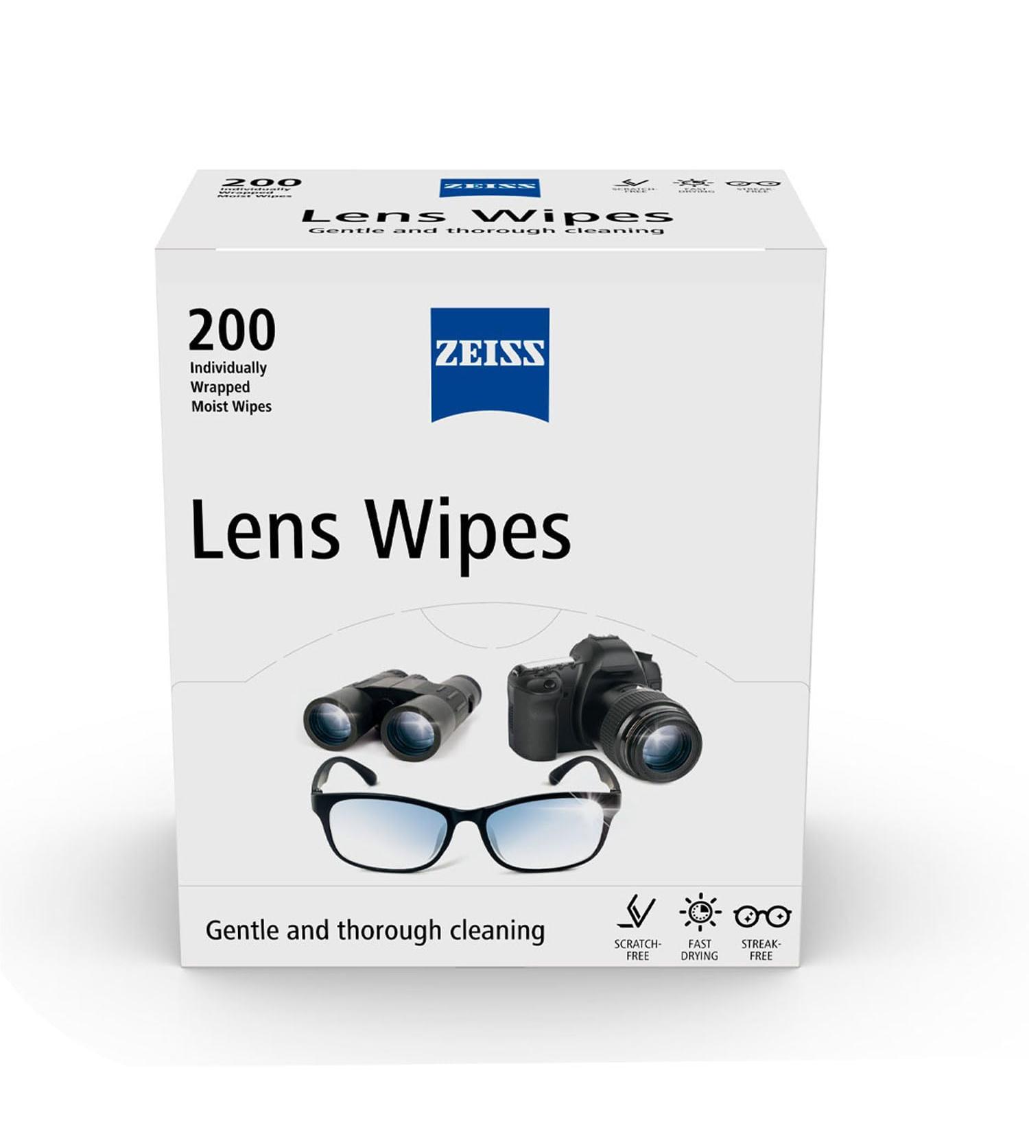 ZEISS Lens Wipes - 200 Individually Packed Disposable Cloths for Glasses, Cameras & Binoculars - Portable Cleaning Solution - Buy Online on GoSupps.com