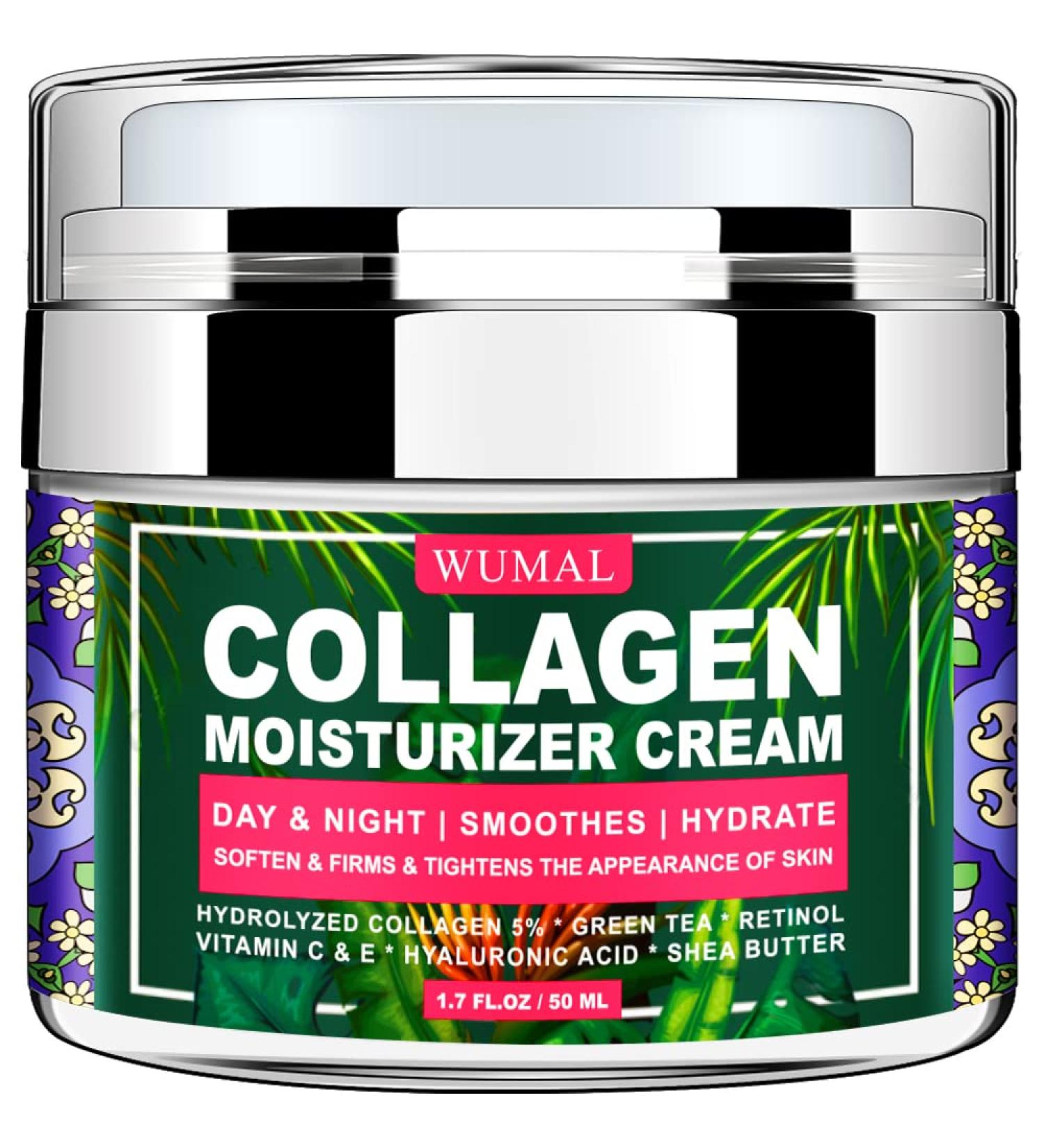 WUMAL Collagen Retinol Cream - Hydrating, Firming, and Brightening Face Moisturizer - 1.7oz - Buy Online on GoSupps.com