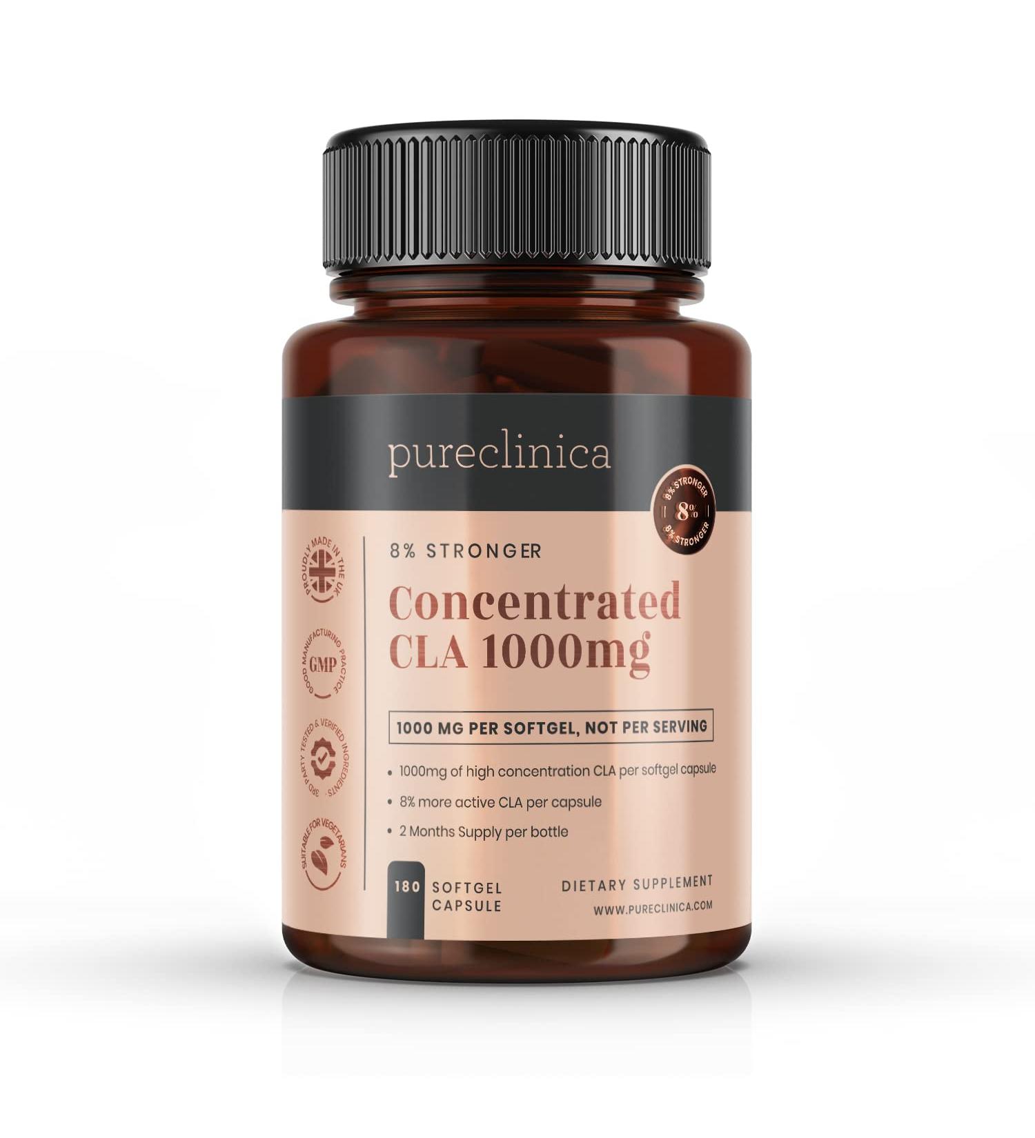 Pureclinica Concentrated CLA 1000mg x 180 Softgels - High Strength 84% CLA - 180 Count (6 Months Supply) - Buy Online on GoSupps.com