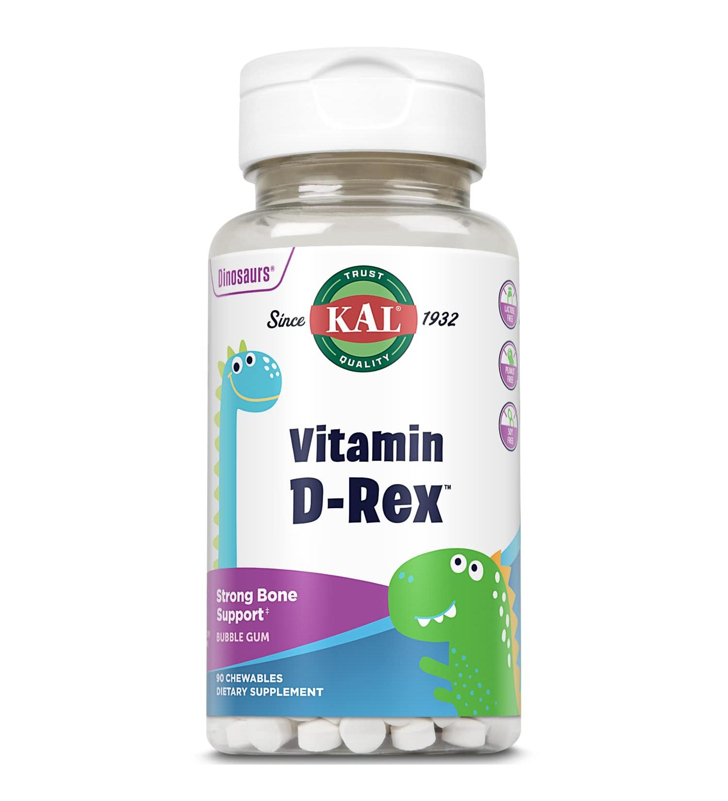 KAL Vitamin D-Rex Bubblegum 400 IU 90 Chewables