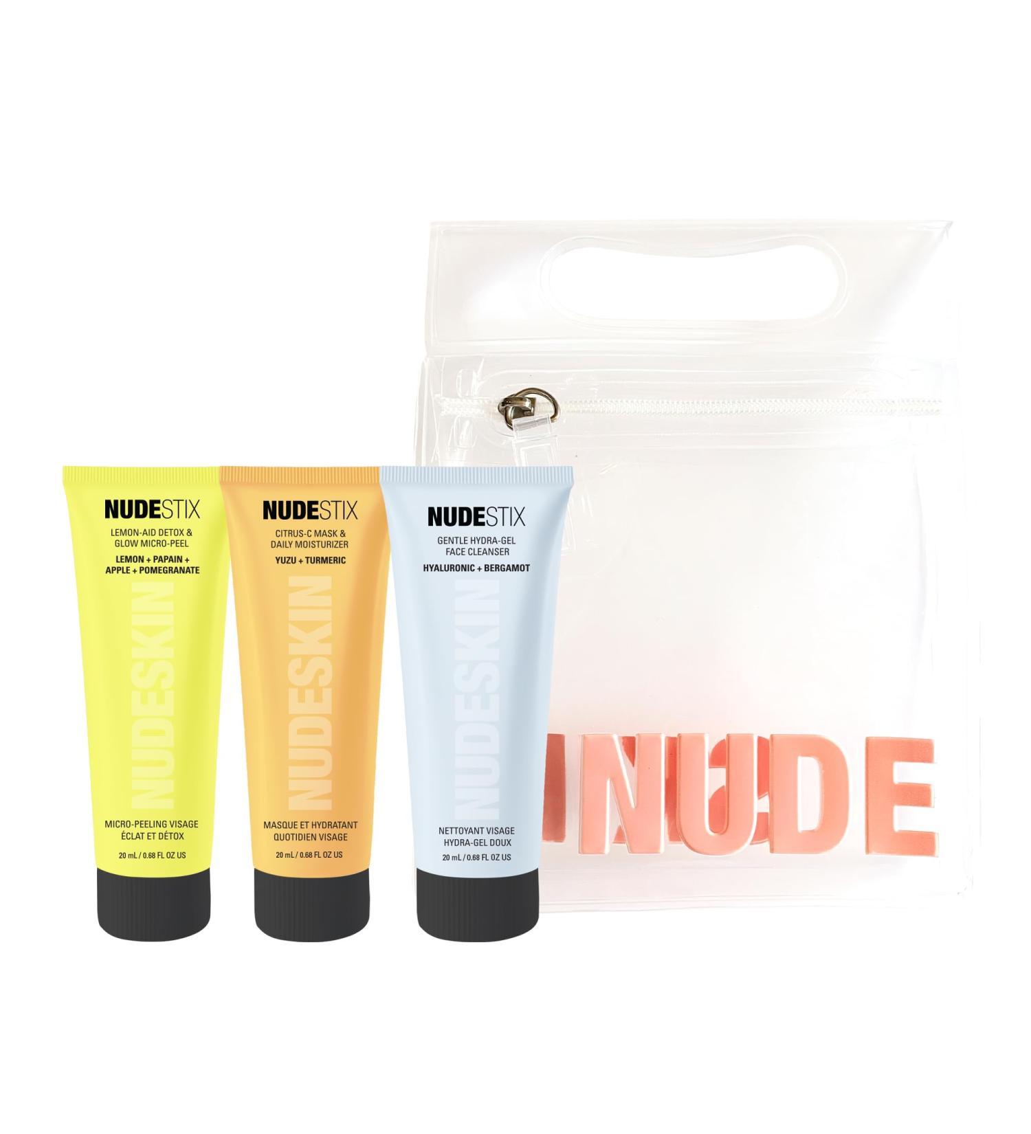 Nudestix 3-Step Citrus Renew Set for Sensitive Skin Travel-Size Cleanser Exfoliator & Moisturizer Kit | Gentle Vegan Skincare Routine with Vitamin C & Fruit Enzymes - Buy Online on GoSupps.com
