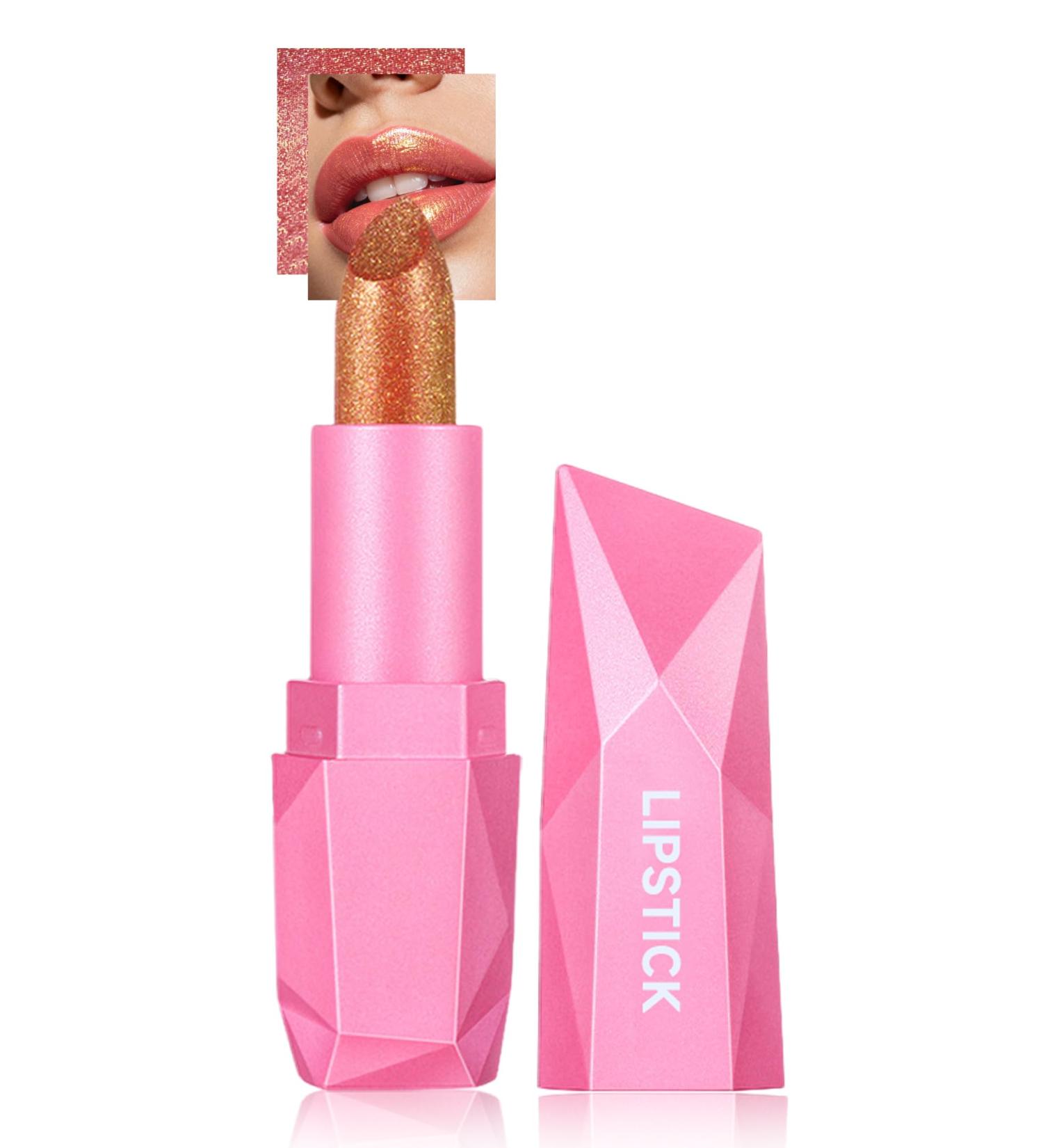  LYSdefeu Glitter lipstick ruby red bright metallic long-lasting waterproof non-sticky intense color creamy and moisturizing texture vegan for women and girls Up-02 makeup# - Buy Online on GoSupps.com