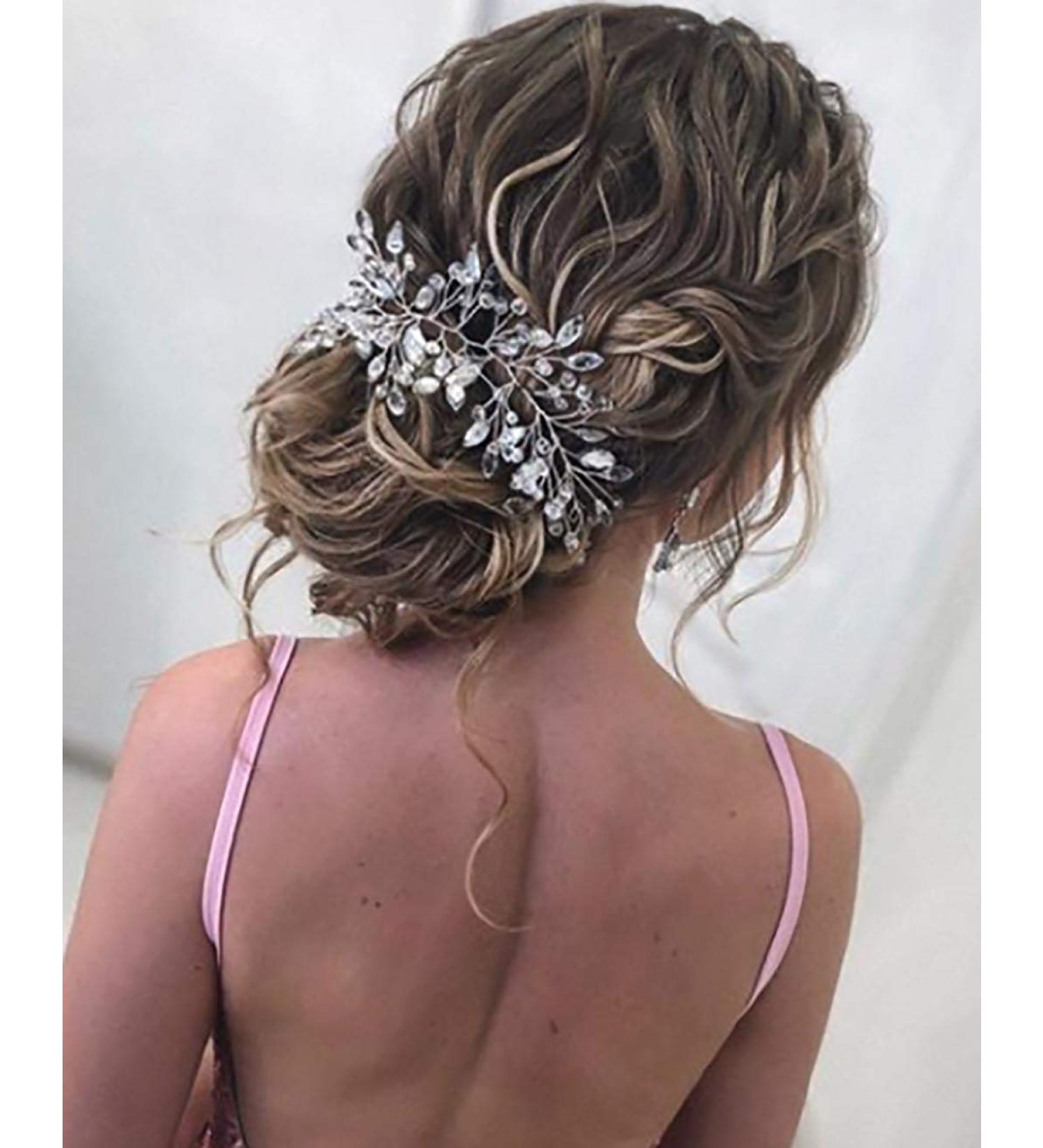Unicra Bridal Wedding Hair Vine - Silver Crystal Headband & Flower Pearl Hair Accessories for Women & Girls - Buy Online on GoSupps.com