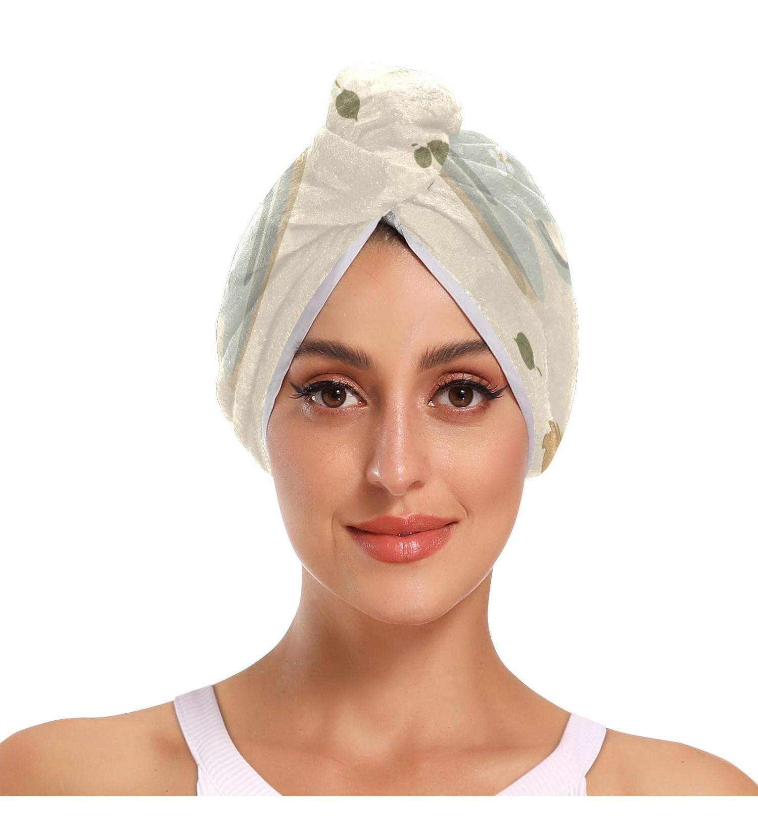 Tea Cup Dog Hair Towel 2 Pack | Super Absorbent Quick Dry Hair Turbans for Women & Girls - Buy Online on GoSupps.com
