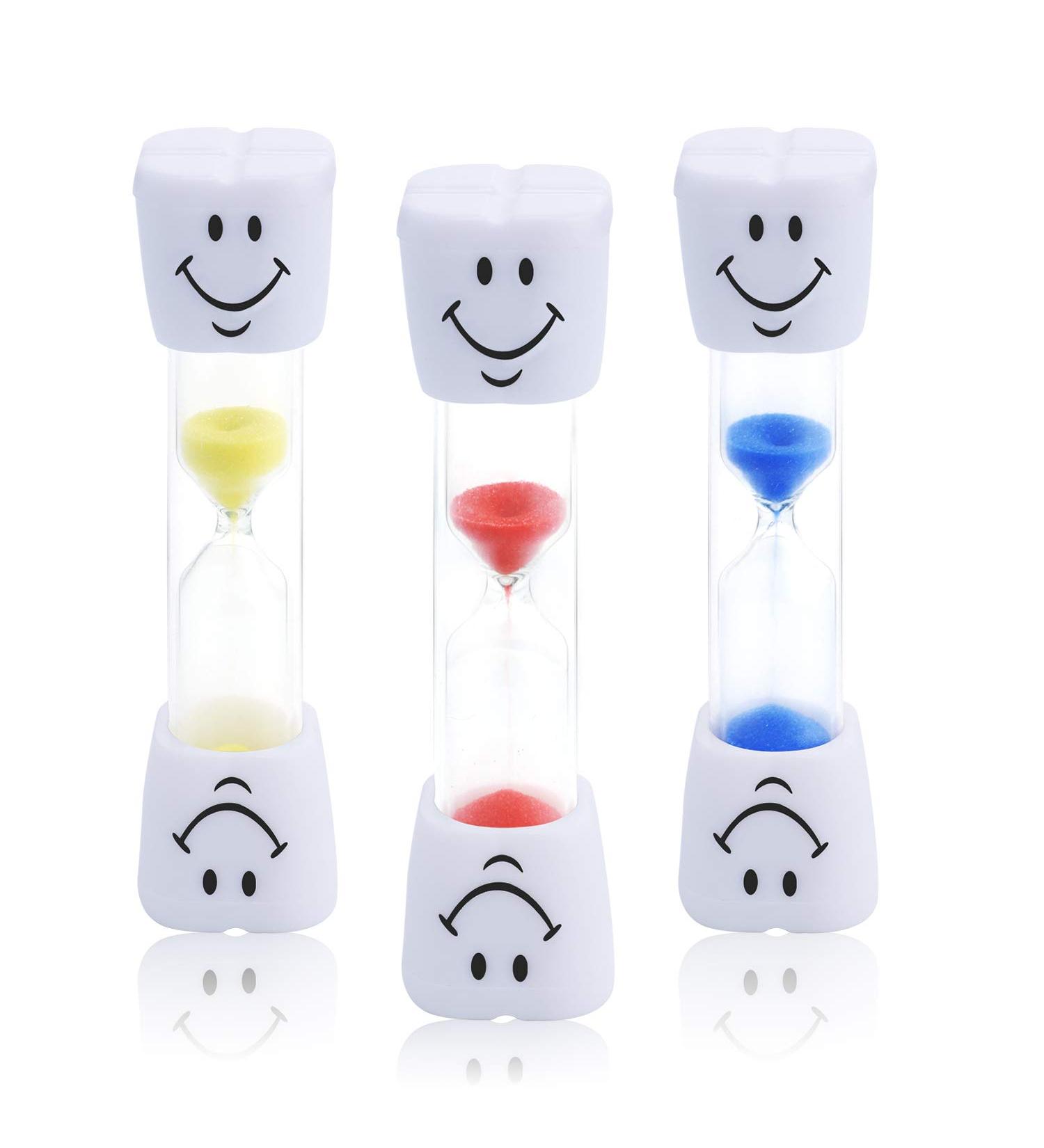 JUNDUN Children's Toothbrush Set with Smiley Sand Timer - 3 Color Hourglass for 2-Minute Teeth Brushing - Buy Online on GoSupps.com