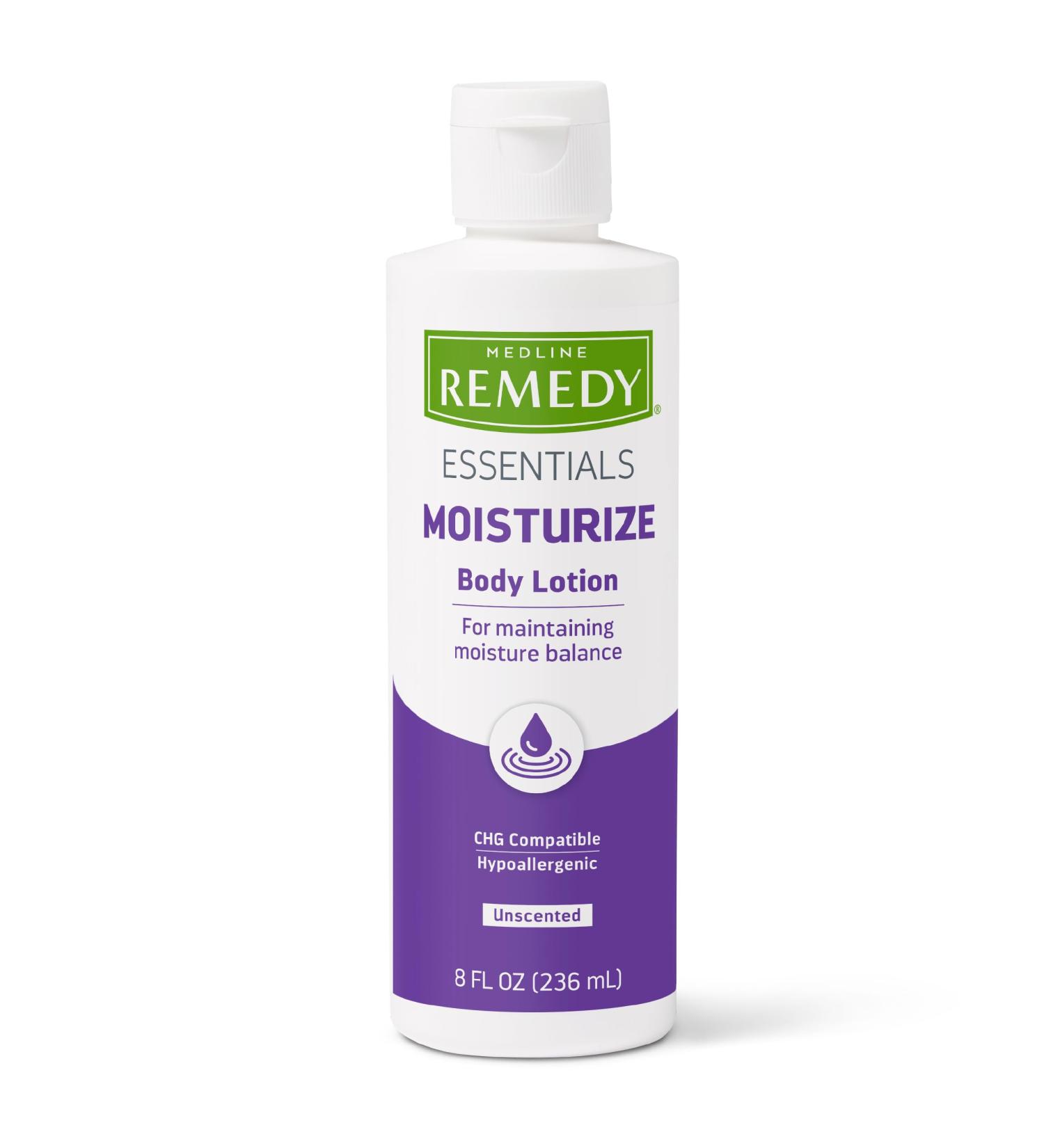 Medline Remedy Essential Moisturizing Body Lotion (8 oz Bottle), 36 Count, Unscented, Hydrating, Soothing For Dry Skin, Smooths & Softens, Non-Greasy, Hypoallergenic, Men, Women, Elderly 0.22 Fl Oz (Pack of 36) - Buy Online on GoSupps.com