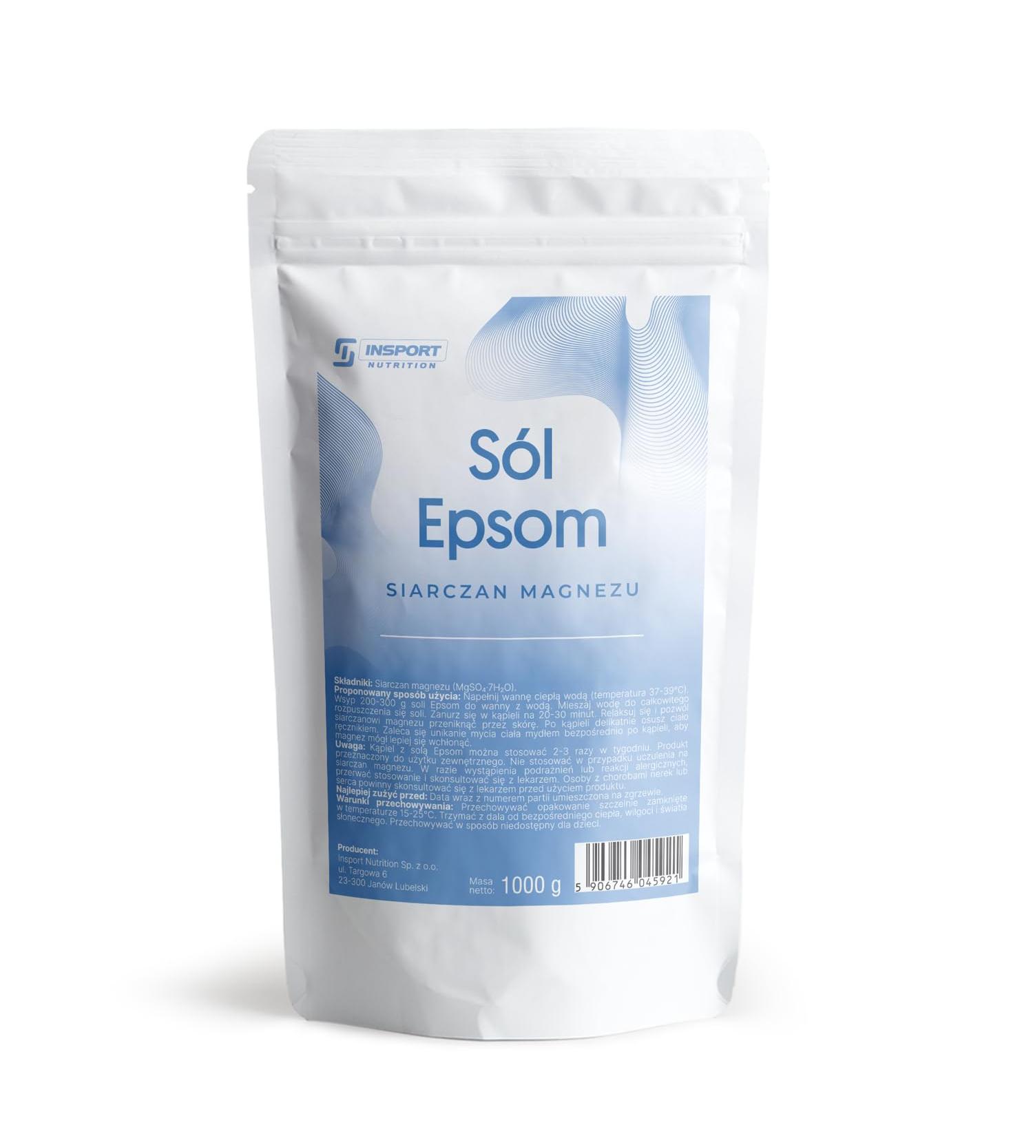 Sel pour le bain Sulfate de magn sium 1000 g Poudre Sel naturel Source de magn sium concentr e Emballage anti-fuite avec fermeture clair Doypack - INSPORT Nutrition