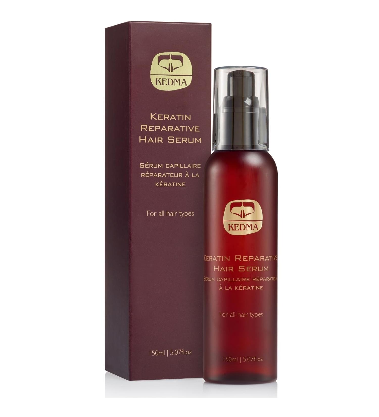 Kedma Keratin Repair Hair Serum Restores Elasticity and Reduces Hair Breakage For Damaged and Straightened Hair 150ml - Buy Online on GoSupps.com