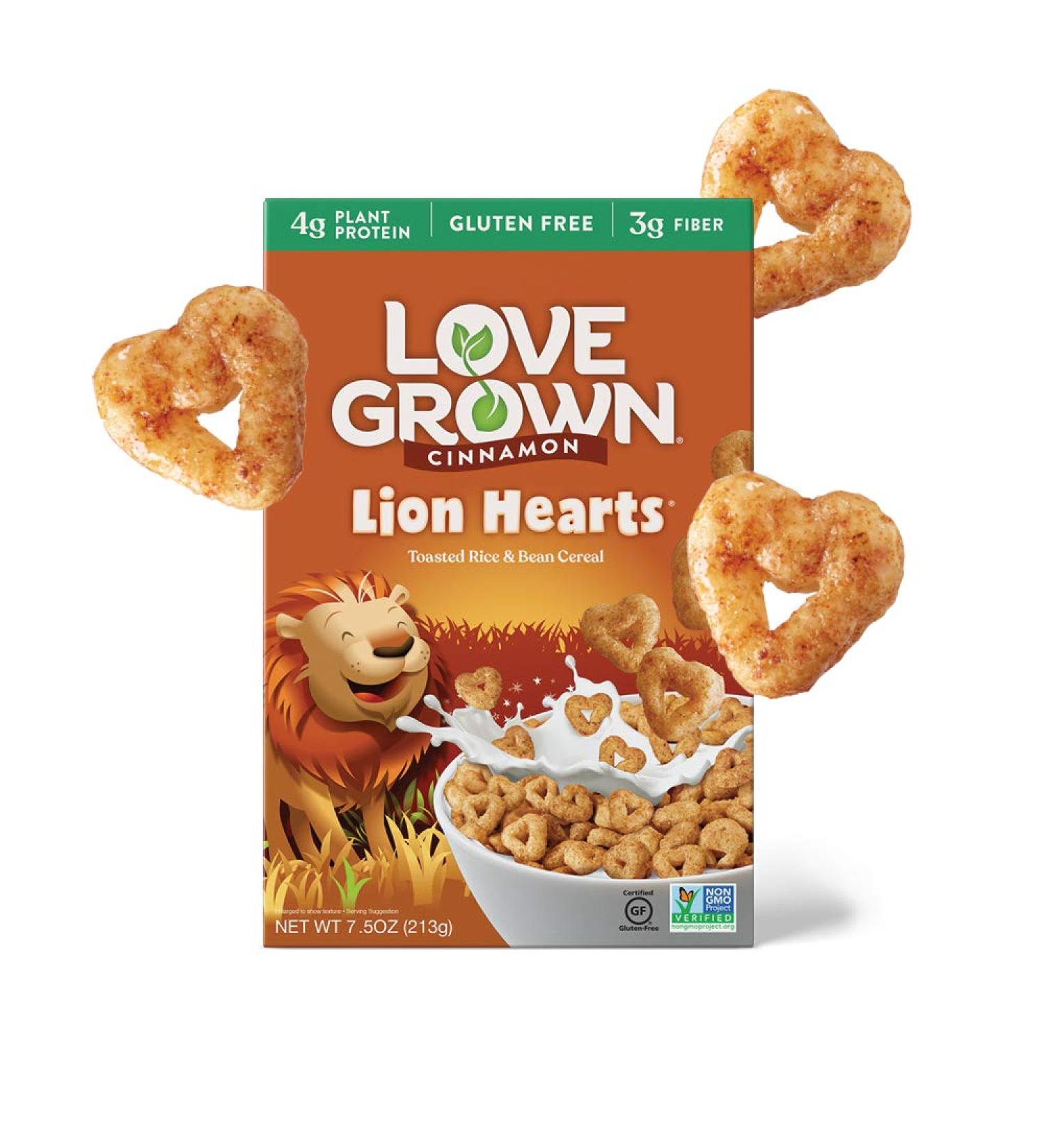 Love Grown Lion Hearts Cereal 7.5oz Box 6-Pack Cinnamon - Buy Online Now! - Buy Online on GoSupps.com