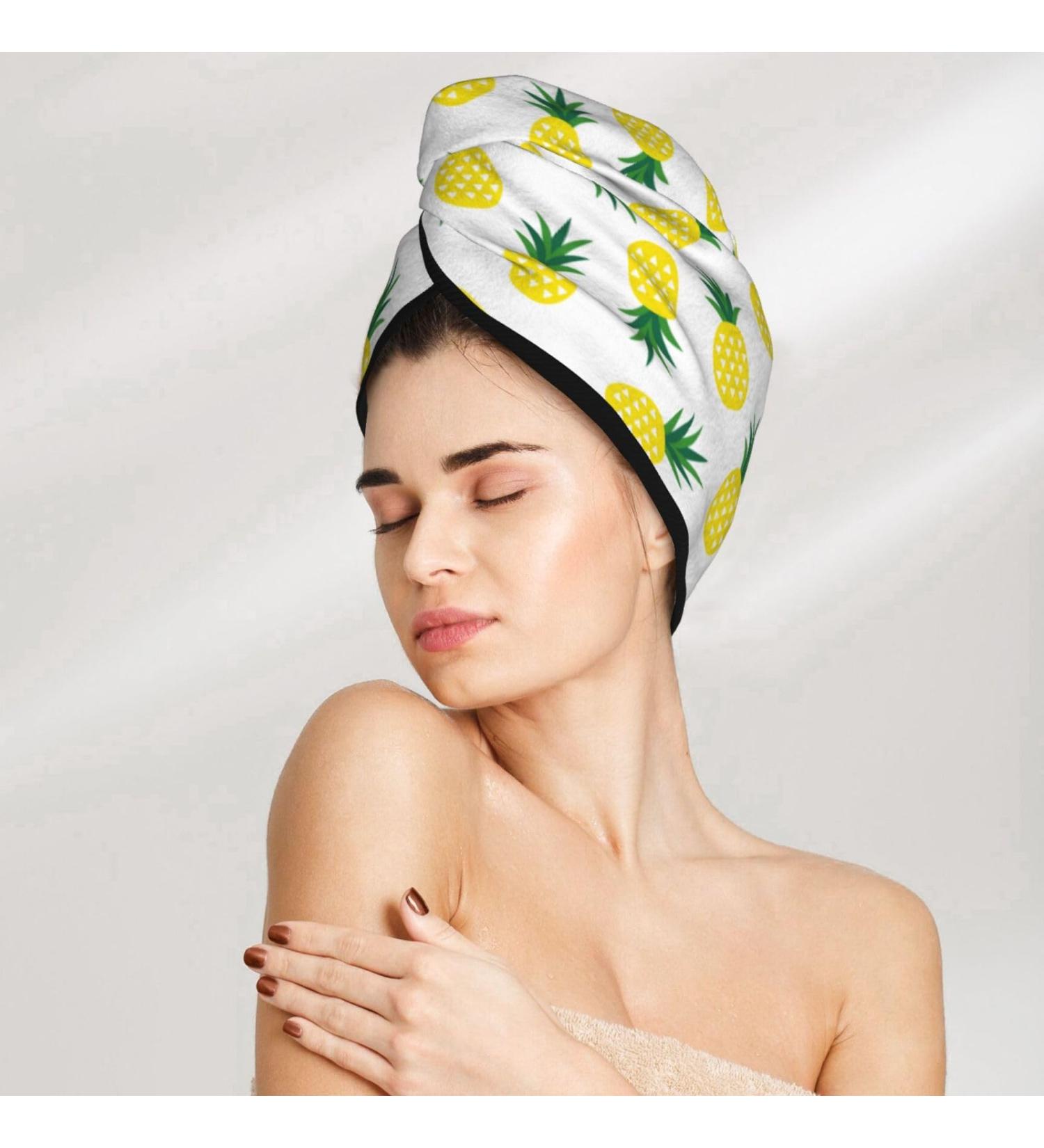 Super Absorbent Pineapple Microfiber Hair Towel - Quick Drying Hair Turban for Curly Thick Hair | Perfect Hair Wrap for Women Girls & Kids - Buy Online on GoSupps.com