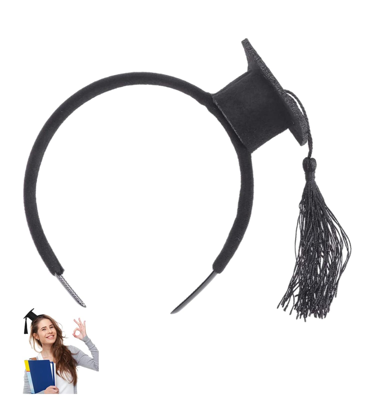 HXHWKEN Mini Doctoral Cap Headband - Unisex Graduation Hairband for Students & Carnival Black Decor | International Shipping - Buy Online on GoSupps.com