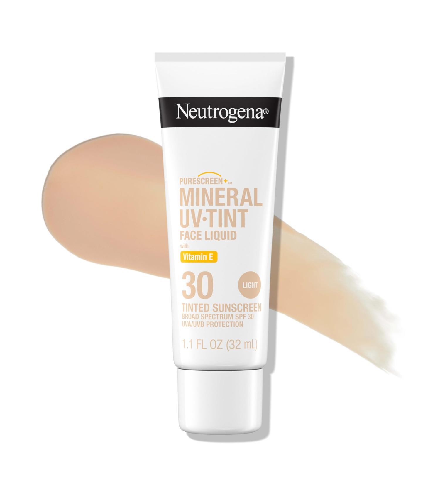 Neutrogena Purescreen+ Mineral UV Tint Face Liquid Tinted Sunscreen - with 100% Mineral Actives & Vitamin E Enhances Natural Tone Water Resistant Broad Spectrum SPF 30 1.1 fl oz 1.1 Fl Oz (Pack of 1) - Buy Online on GoSupps.com