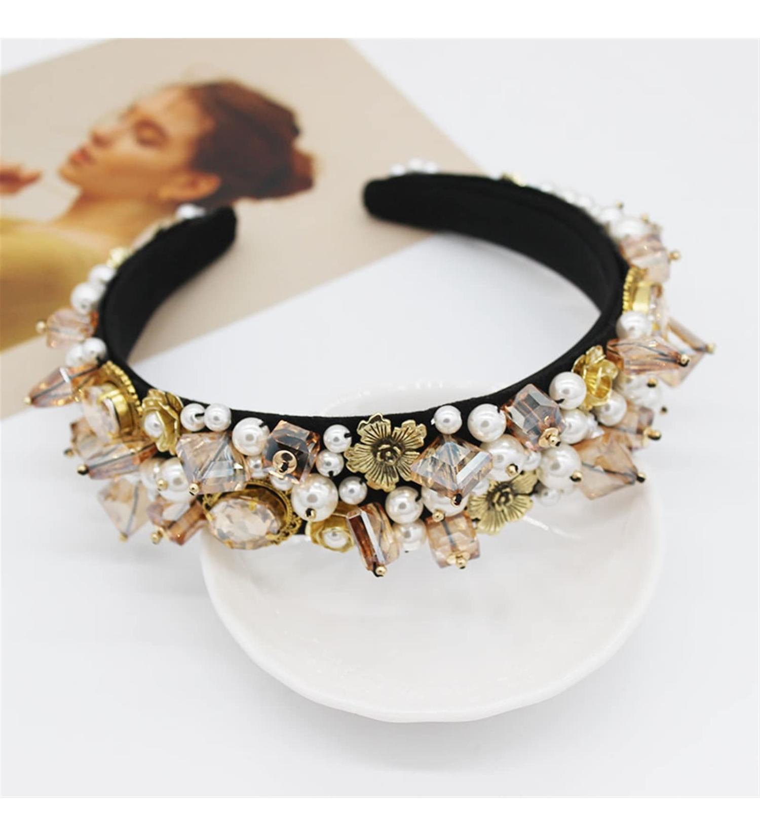 Shop Luxury Baroque Crystal Beaded Headband - Wild Iron Flower Hair Hoops for Dance Parties | Famousgoods - Buy Online on GoSupps.com