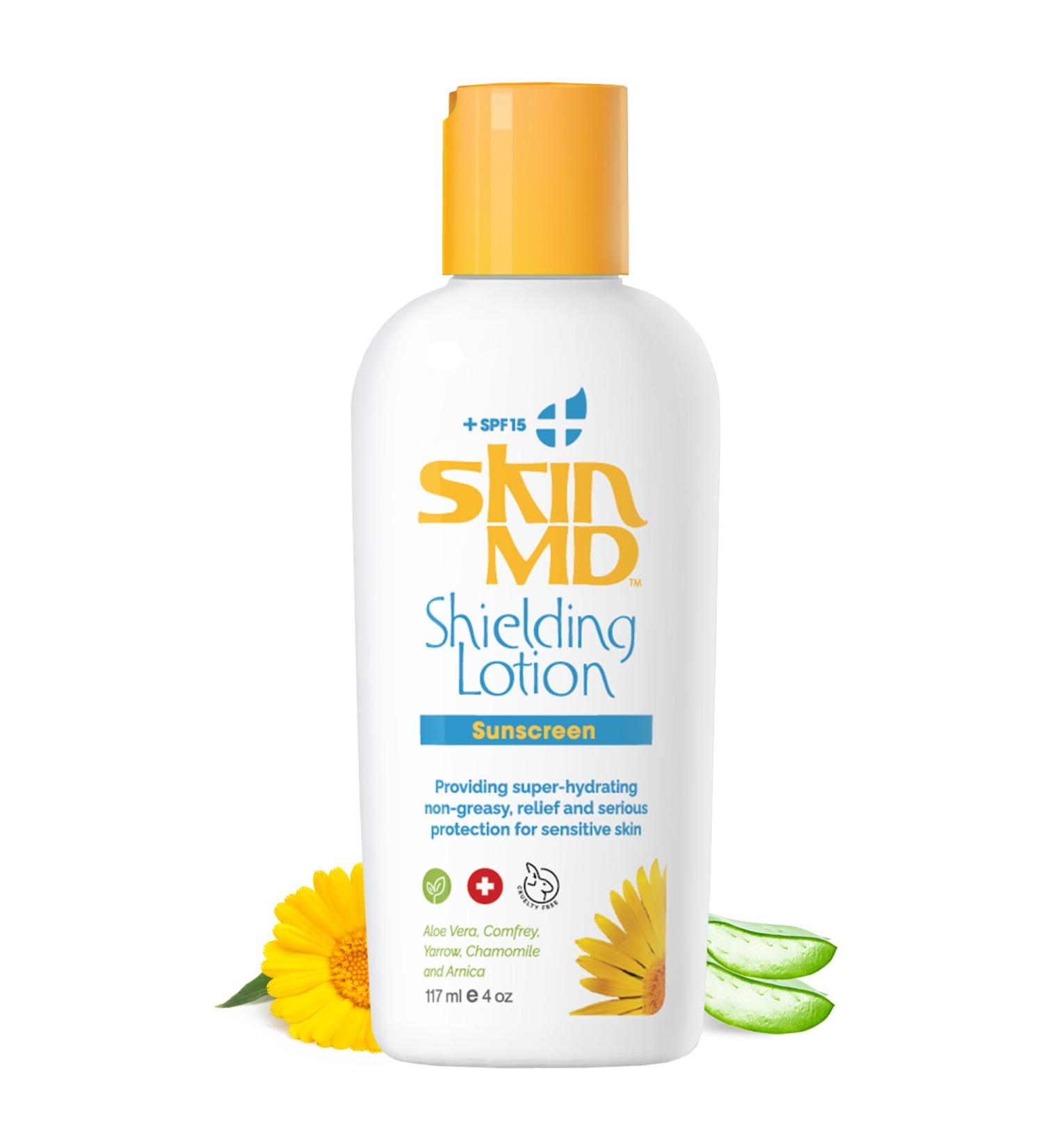 Skin MD Shielding Lotion 4oz + SPF 15 - Eczema & Psoriasis Relief for Face Body & Hands | Best Dry Skin Remedy - Buy Online on GoSupps.com