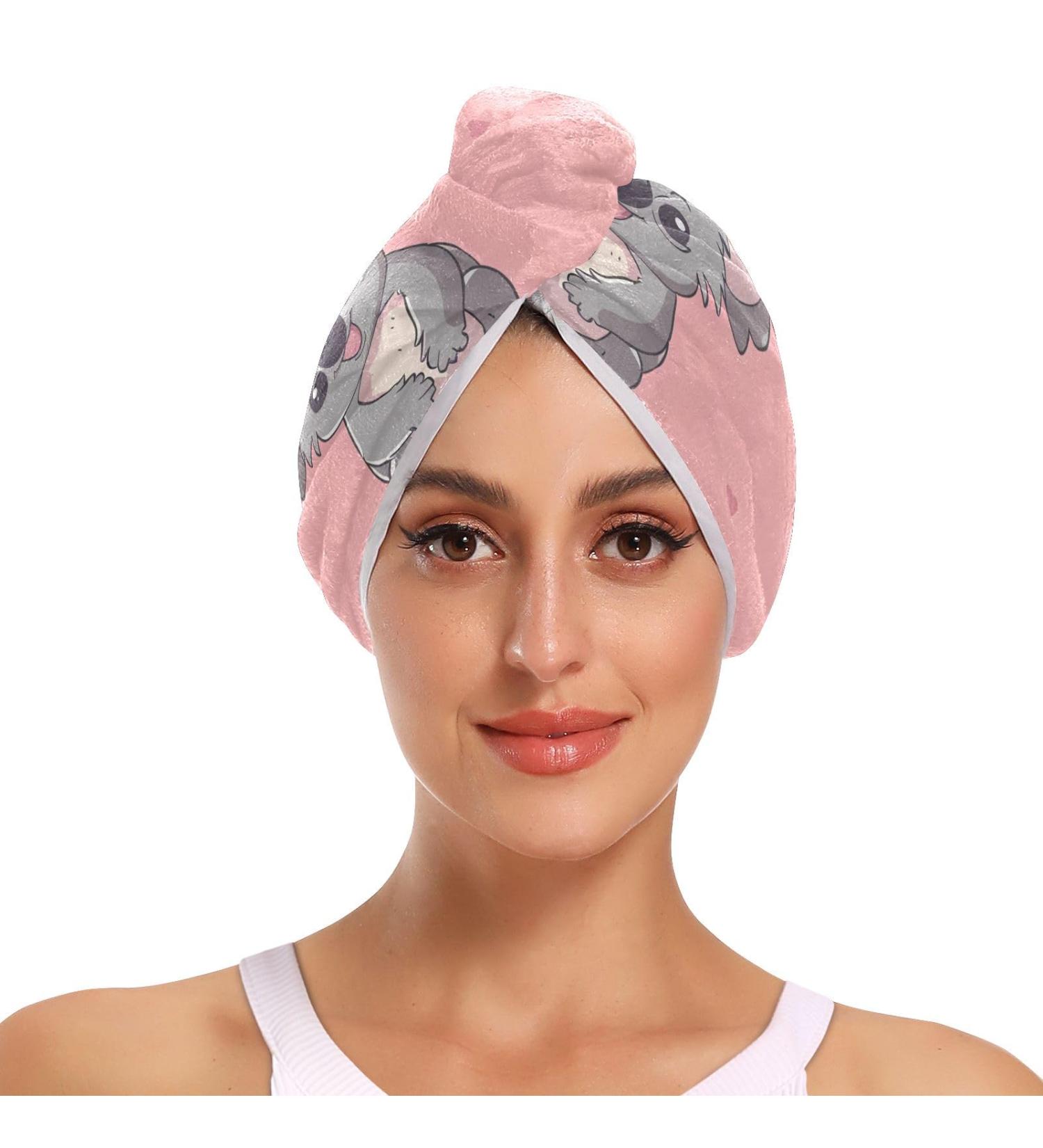 Grey Koala Pink Hair Towel 2 Pack | Super Absorbent Quick Dry Hair Turbans for Women & Girls - Buy Online on GoSupps.com