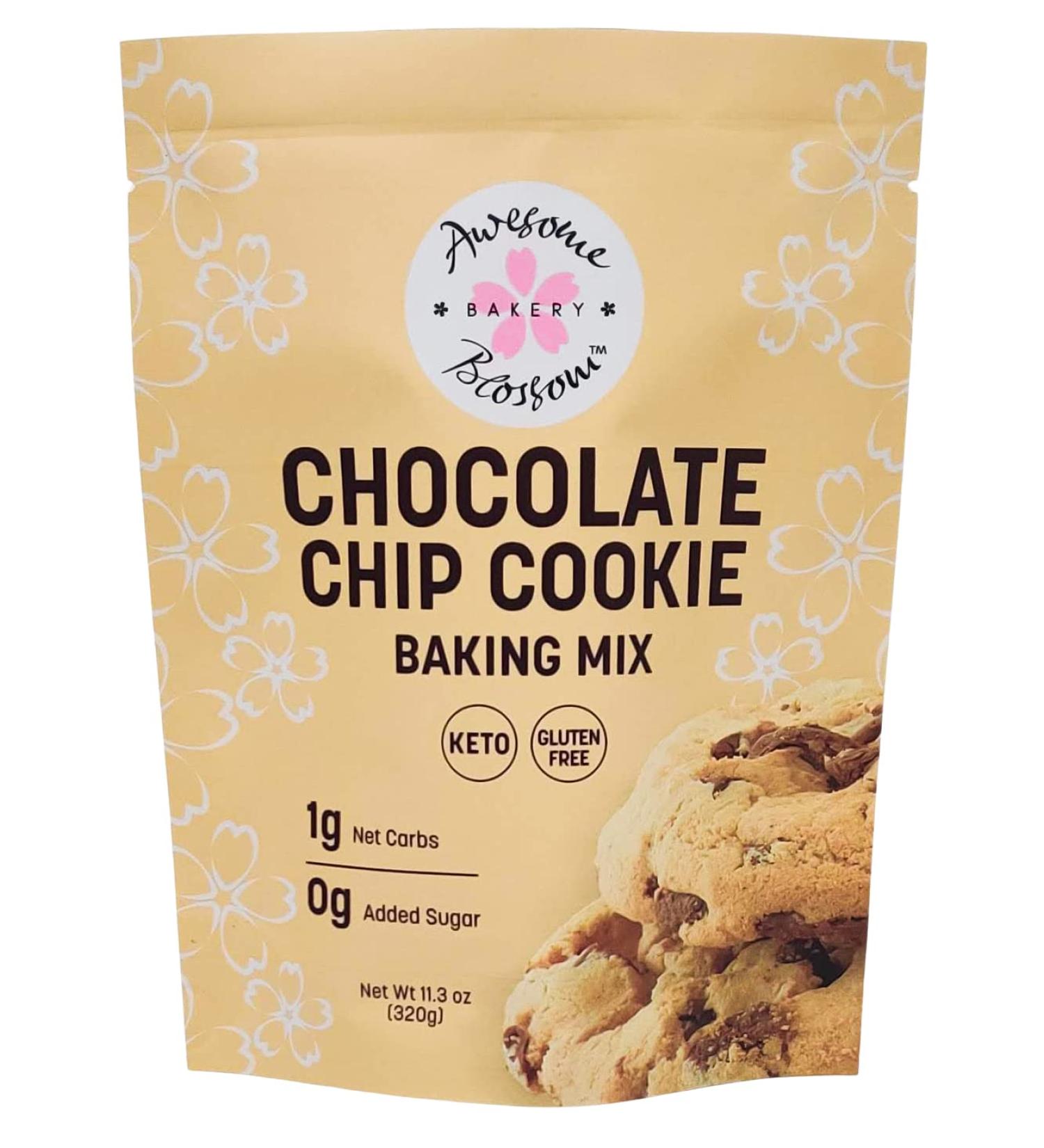 Awesome Blossom Keto Cookie Mix - Gluten Free, Sugar Free, Low Carb - Diabetic Friendly Chocolate Chip Cookies - Healthy & Delicious - 1g Net Carb - Bake Quick & Easy at Home - Buy Online on GoSupps.com