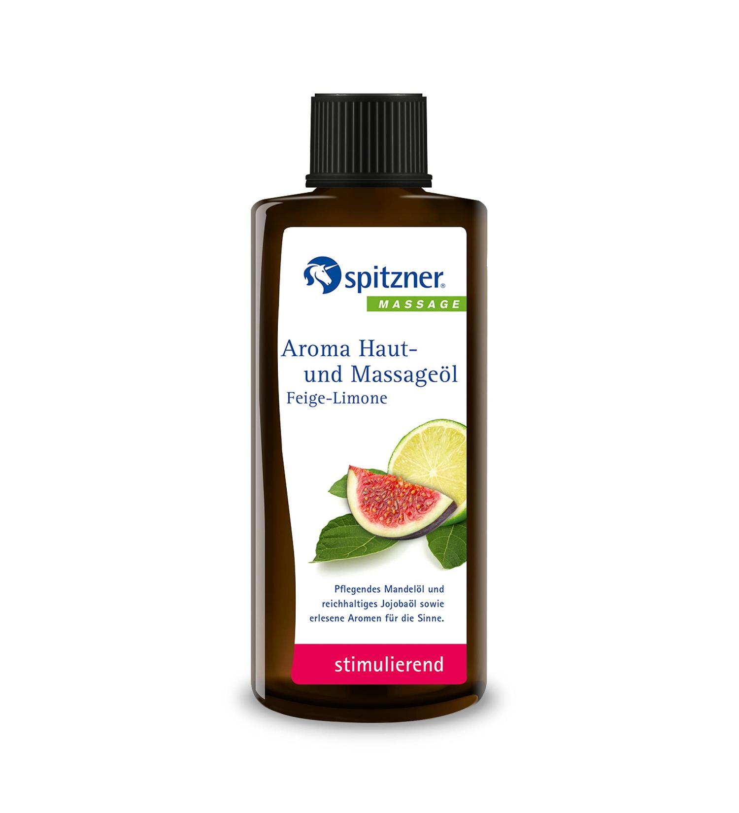 Spitzner Aroma Skin & Massage Oil - Feige-Limones (190ml) | Stimulating Jojoba & Almond Oil Blend No Preservatives - International Shipping - Buy Online on GoSupps.com