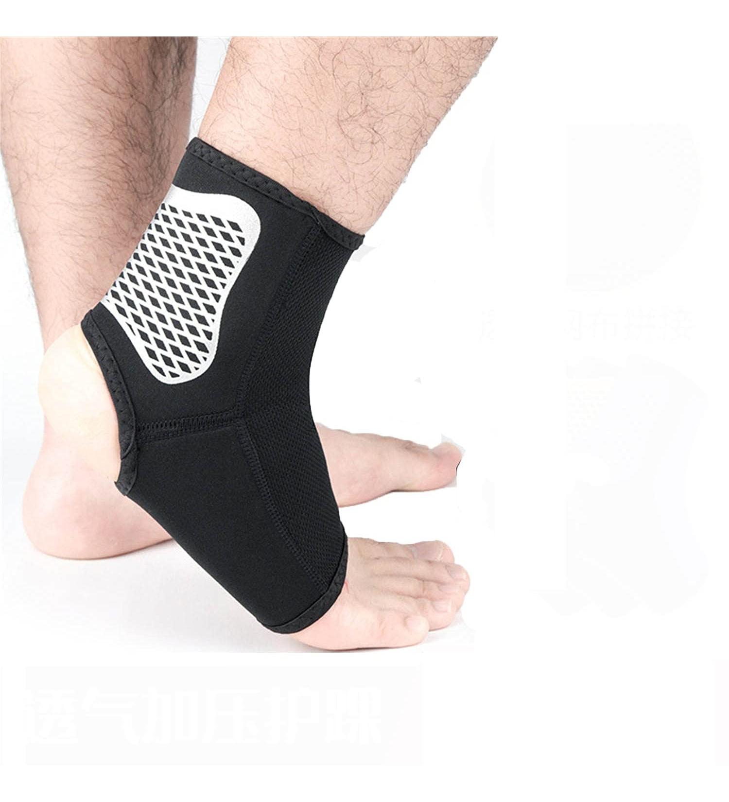 Ankle Brace for Heel Pain & Sprains - Comfortable Compression Support for Men & Women | Adjustable Bandage | Size L Black - Buy Online on GoSupps.com