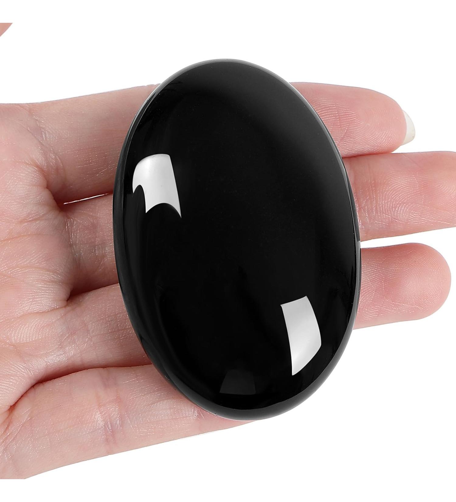 Xiannvxi 2.4 Black Obsidian Worry Stones - Natural Polished Crystals for Healing & Meditation - Buy Online on GoSupps.com