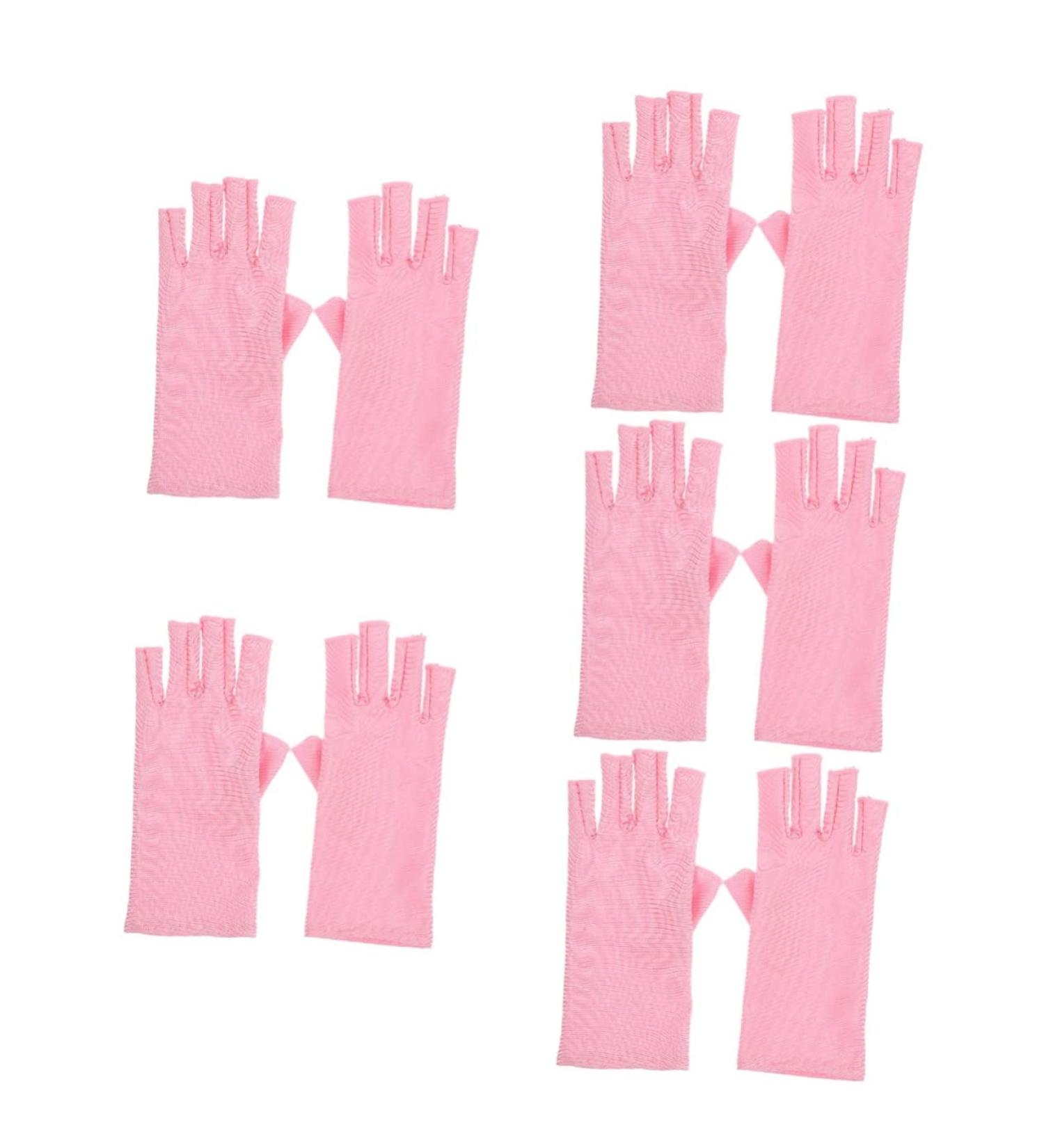 POPETPOP 5 Pairs Nail Gloves Manicure Gloves Nail Uv Protection Gloves for Women Nail Art Gloves Uv Shield Gloves Uv Shield Mittens Pink Moisturizing Nail Polish Spandex - Buy Online on GoSupps.com