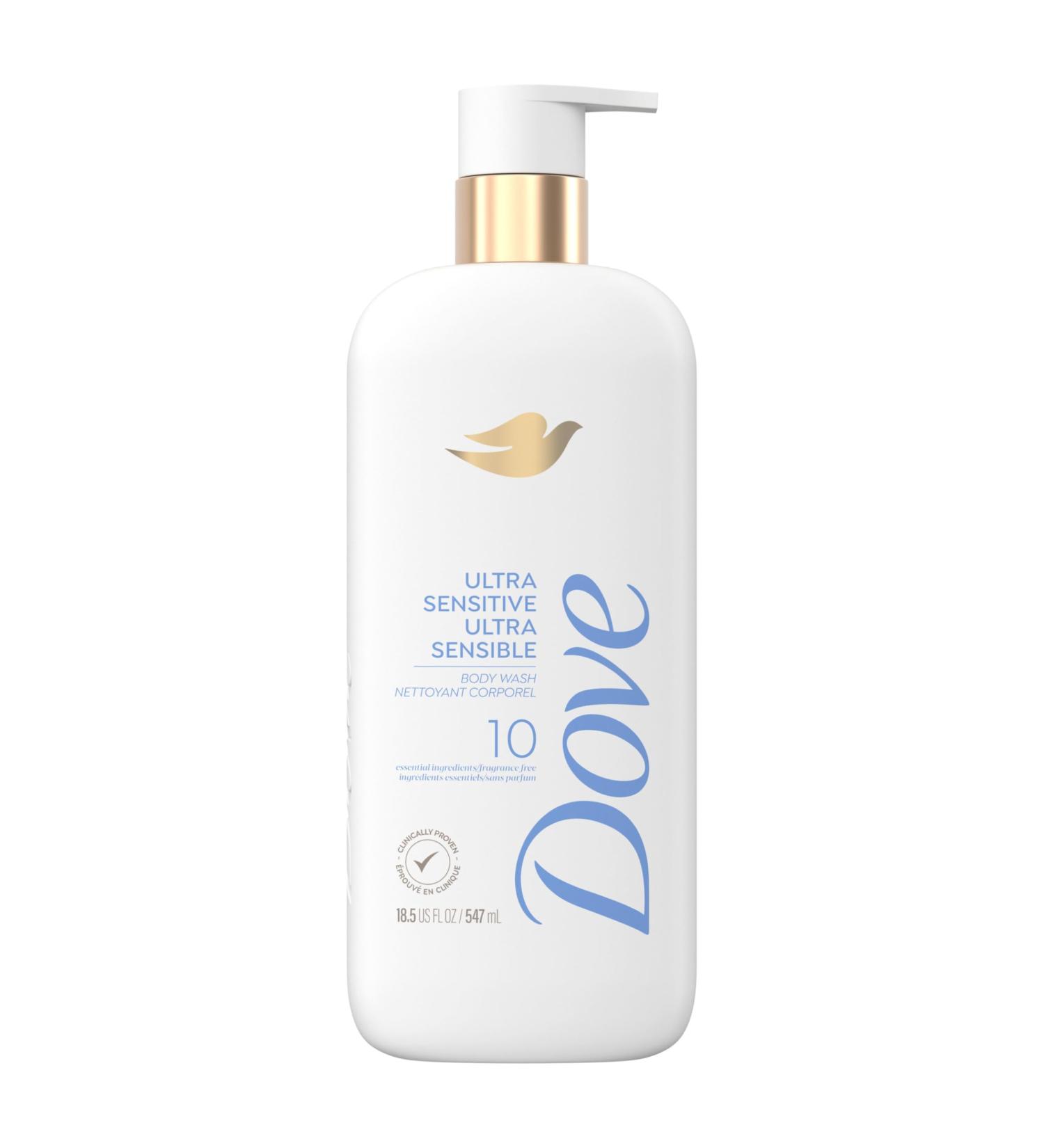 Dove Fragrance Free Body Wash Gentle all-over body cleanser Ultra Sensitive 10 essential ingredients 547mL - Buy Online on GoSupps.com