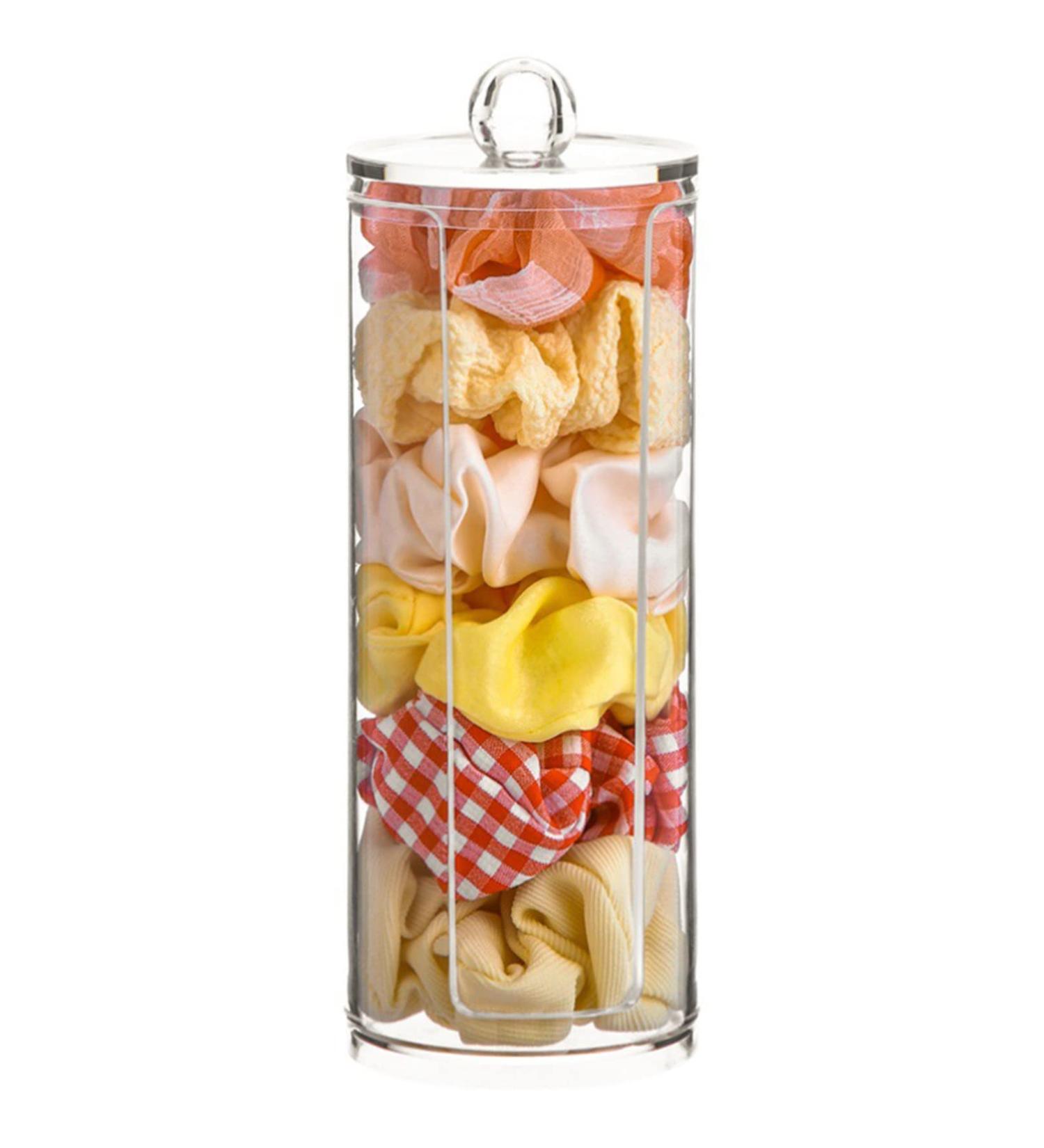 Wudygirl Clear Scrunchie Holder Stand with Lid - Hair Accessories Display for Teen Girls - 2.6x2.6x7.6 Inches Transparency - Buy Online on GoSupps.com