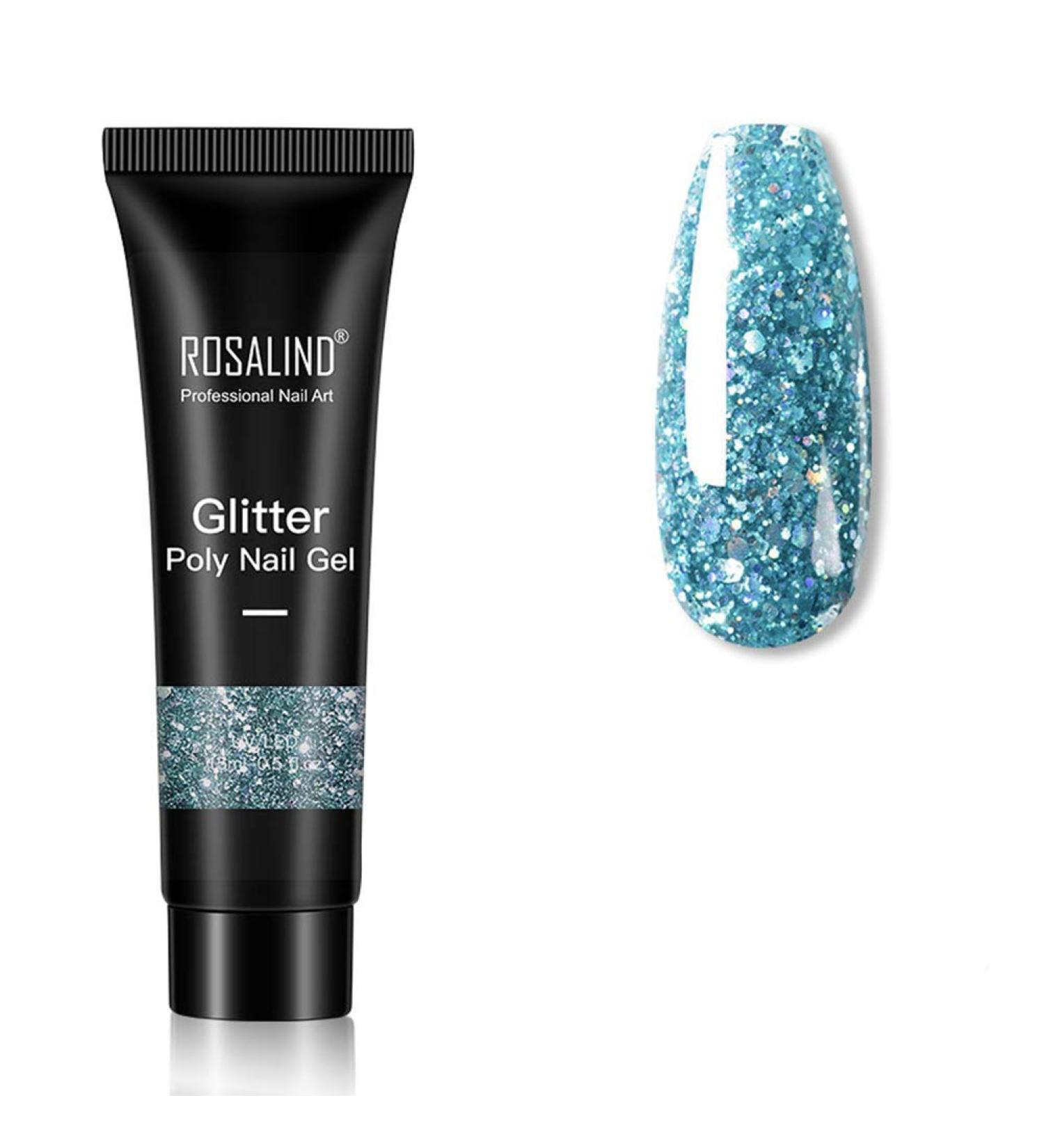 Herbest's 15ml Glitter Poly Nail Gel - Blue Glitter Builder Gel for DIY Manicure & Nail Extensions - Perfect for Beginners & Nail Design - Buy Online on GoSupps.com